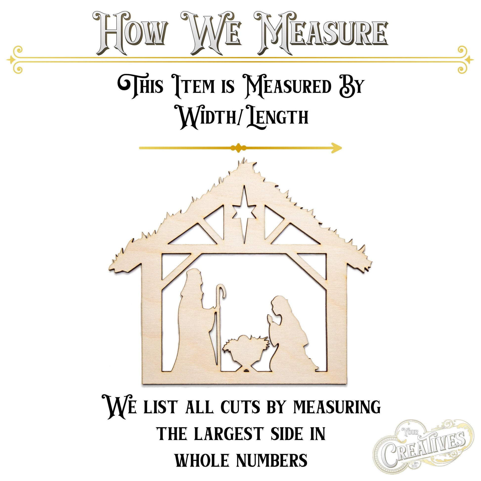 Nativity Scene Wood Cutout - Laser Cut Unfinished Craft Shape - Multiple Sizes