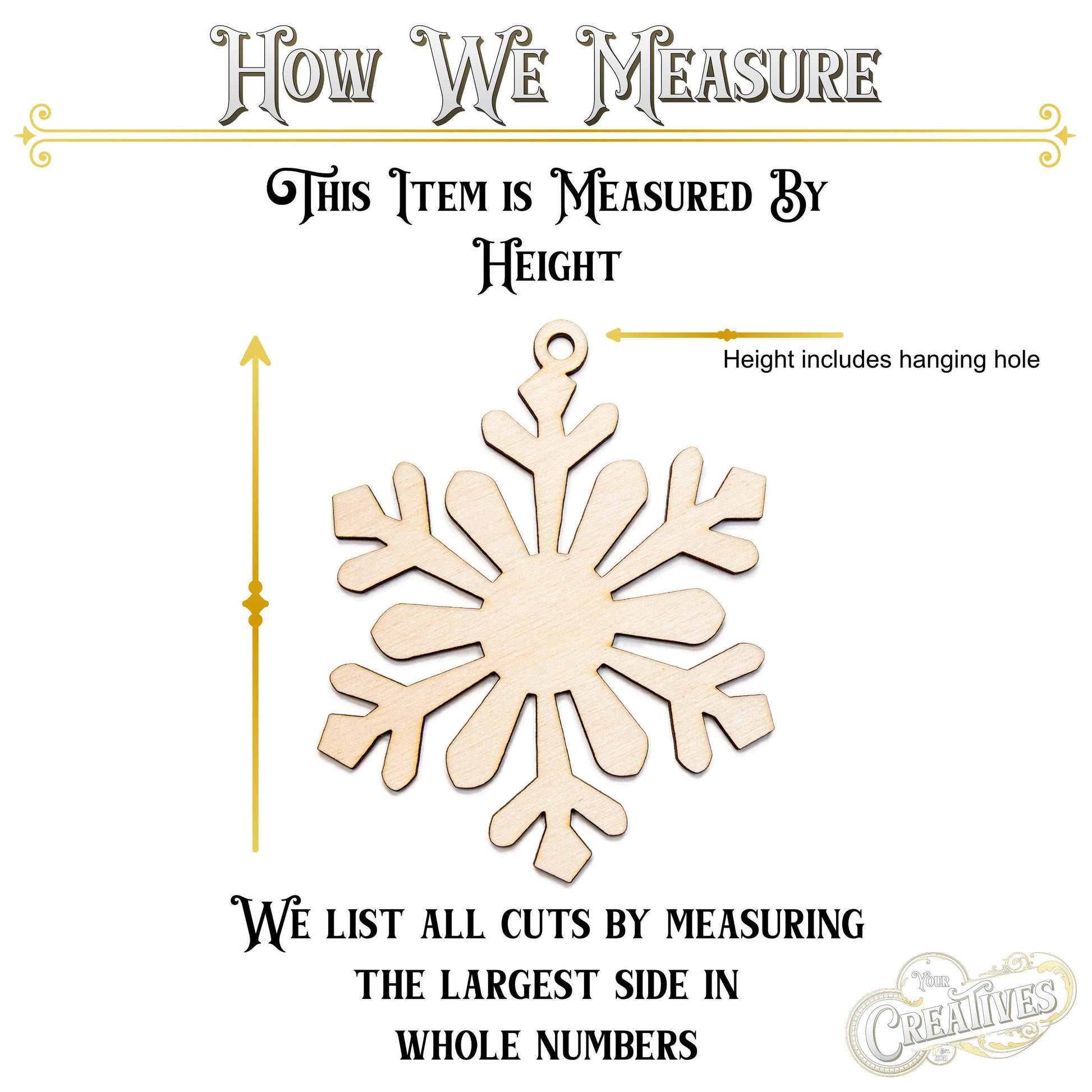 Chunky Diamond Snowflake Wood Ornament - Laser Cut Unfinished Christmas Ornament - Multiple Sizes