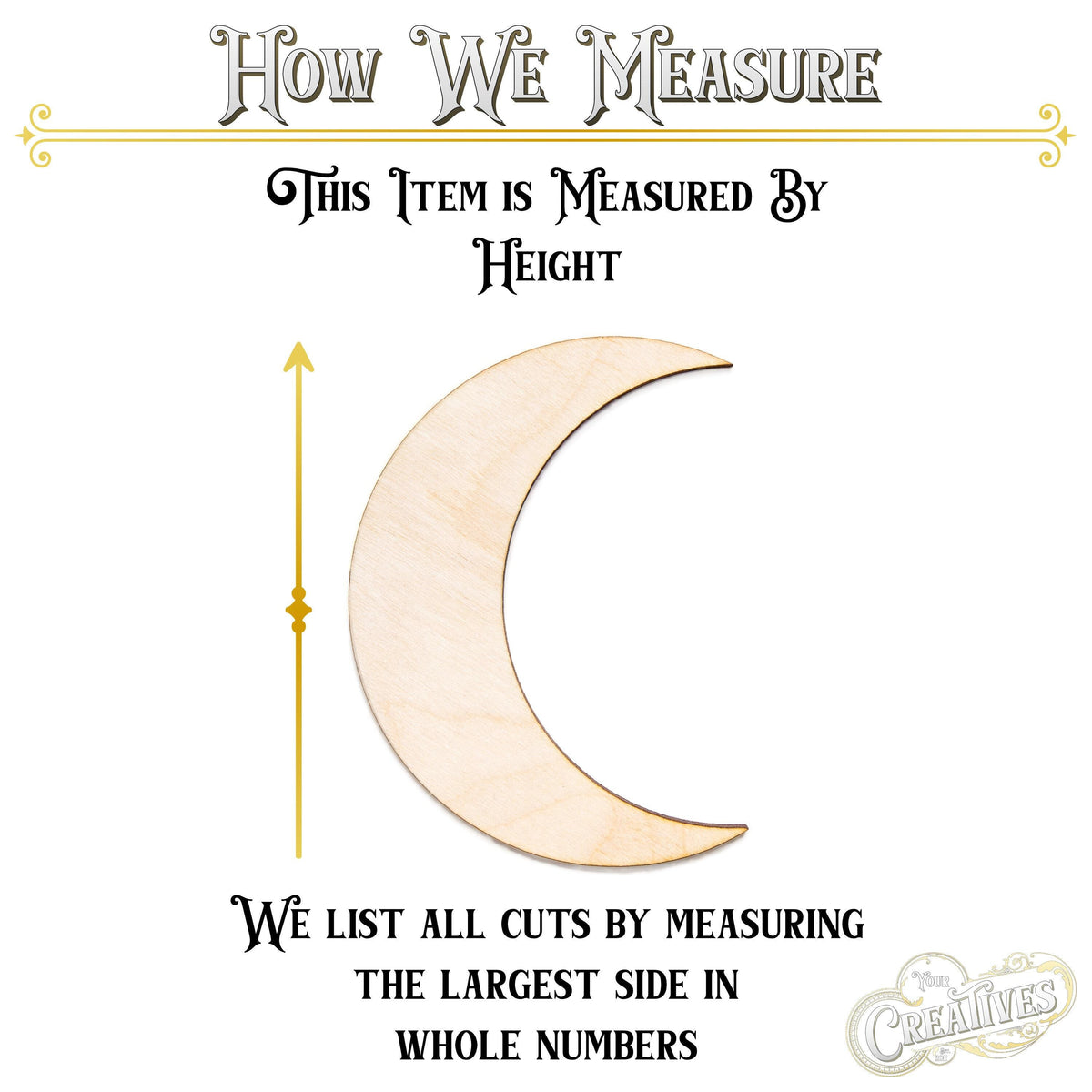 Crescent Moon Blank Wood Cutout - Laser Cut Unfinished Craft Shape - Multiple Sizes