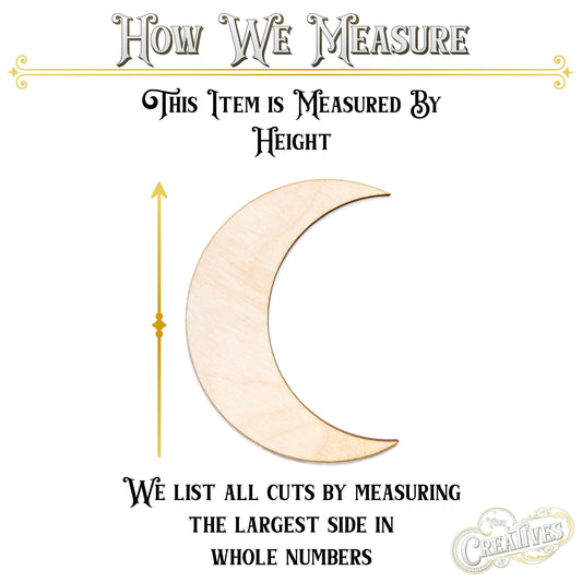 Crescent Moon Blank Wood Cutout - Laser Cut Unfinished Craft Shape - Multiple Sizes