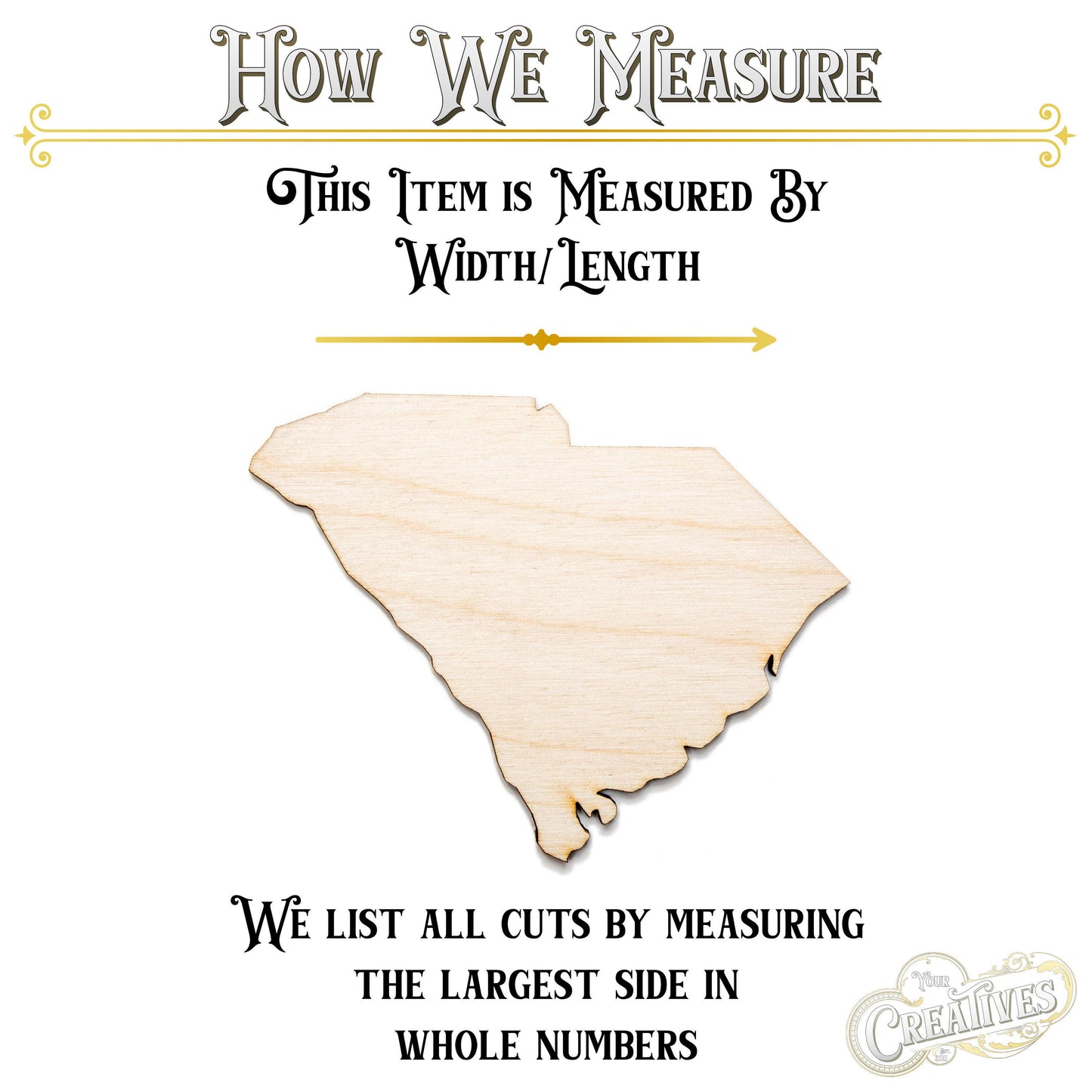 South Carolina State Wood Cutout - Laser Cut Unfinished Craft Shape - Multiple Sizes
