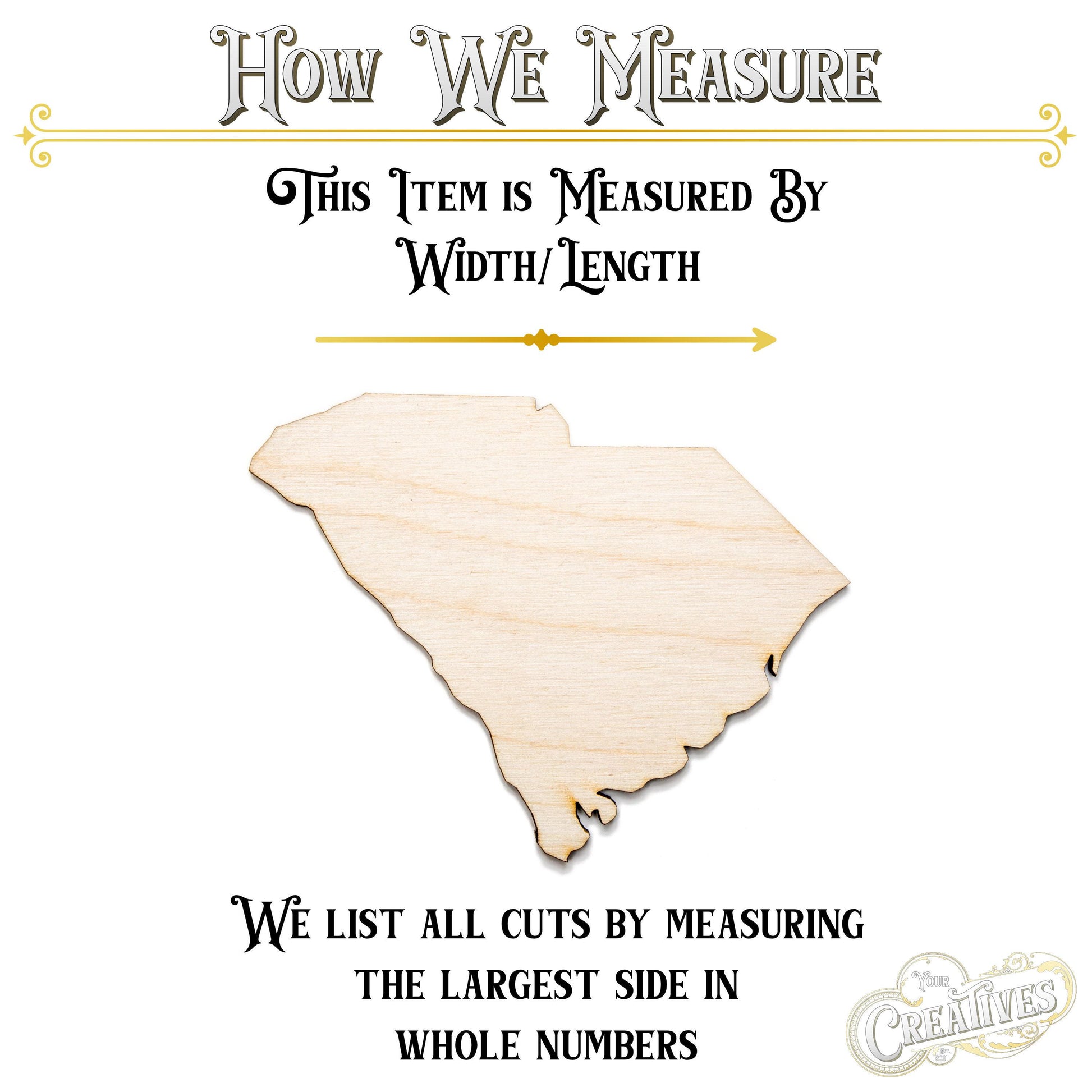 South Carolina State Wood Cutout - Laser Cut Unfinished Craft Shape - Multiple Sizes