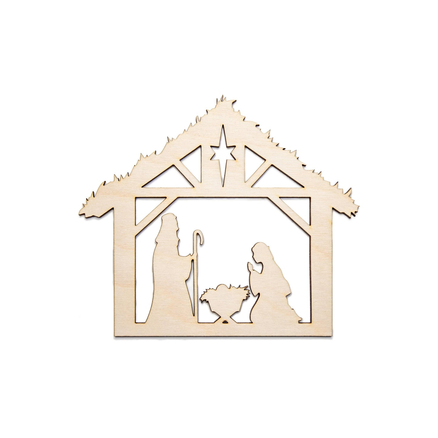 Nativity Scene Wood Cutout - Laser Cut Unfinished Craft Shape - Multiple Sizes