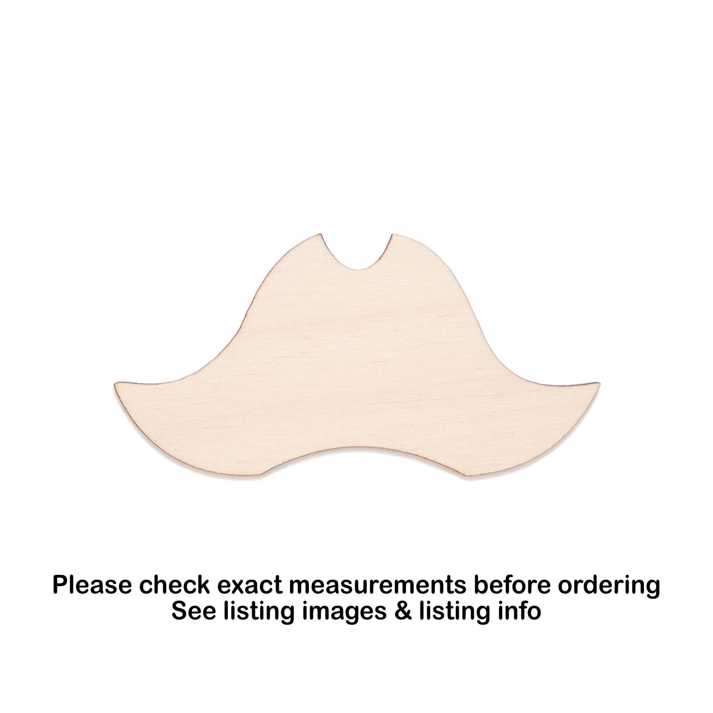 Pirate Hat Blank Wood Cutout - Laser Cut Unfinished Craft Shape - Multiple Sizes