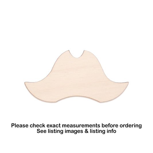 Pirate Hat Blank Wood Cutout - Laser Cut Unfinished Craft Shape - Multiple Sizes