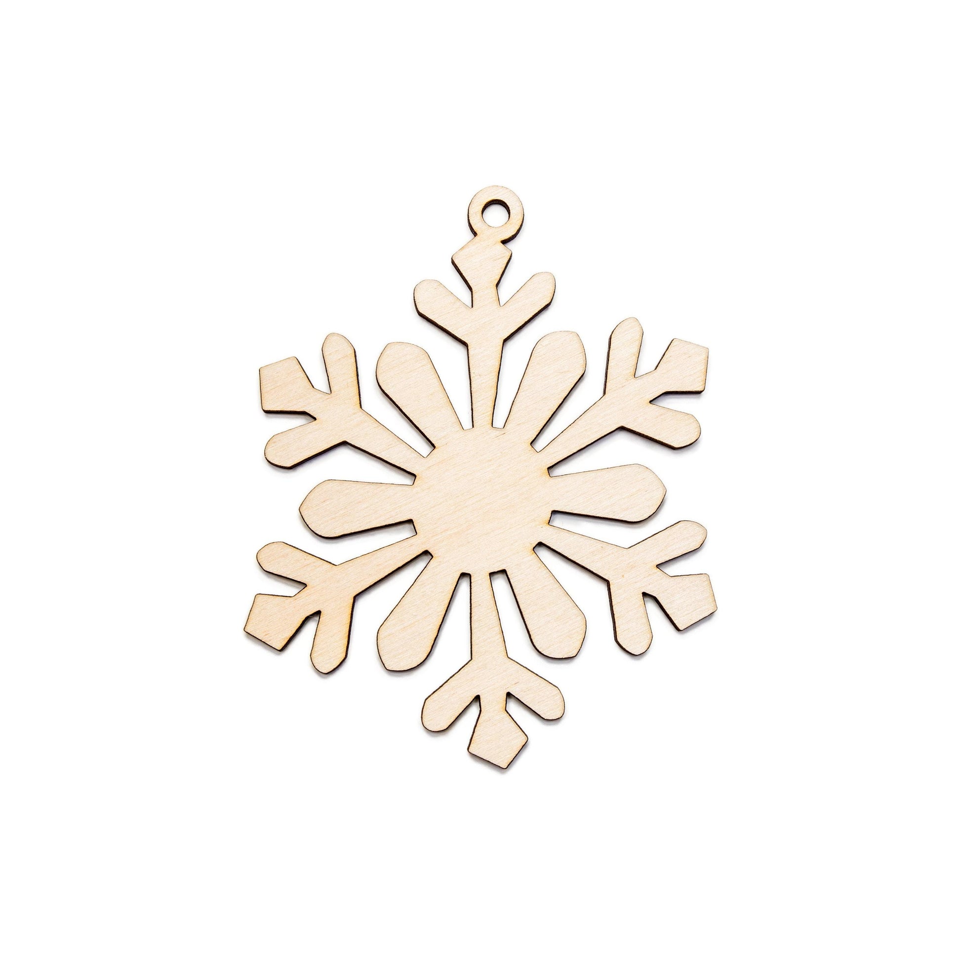Chunky Diamond Snowflake Wood Ornament - Laser Cut Unfinished Christmas Ornament - Multiple Sizes