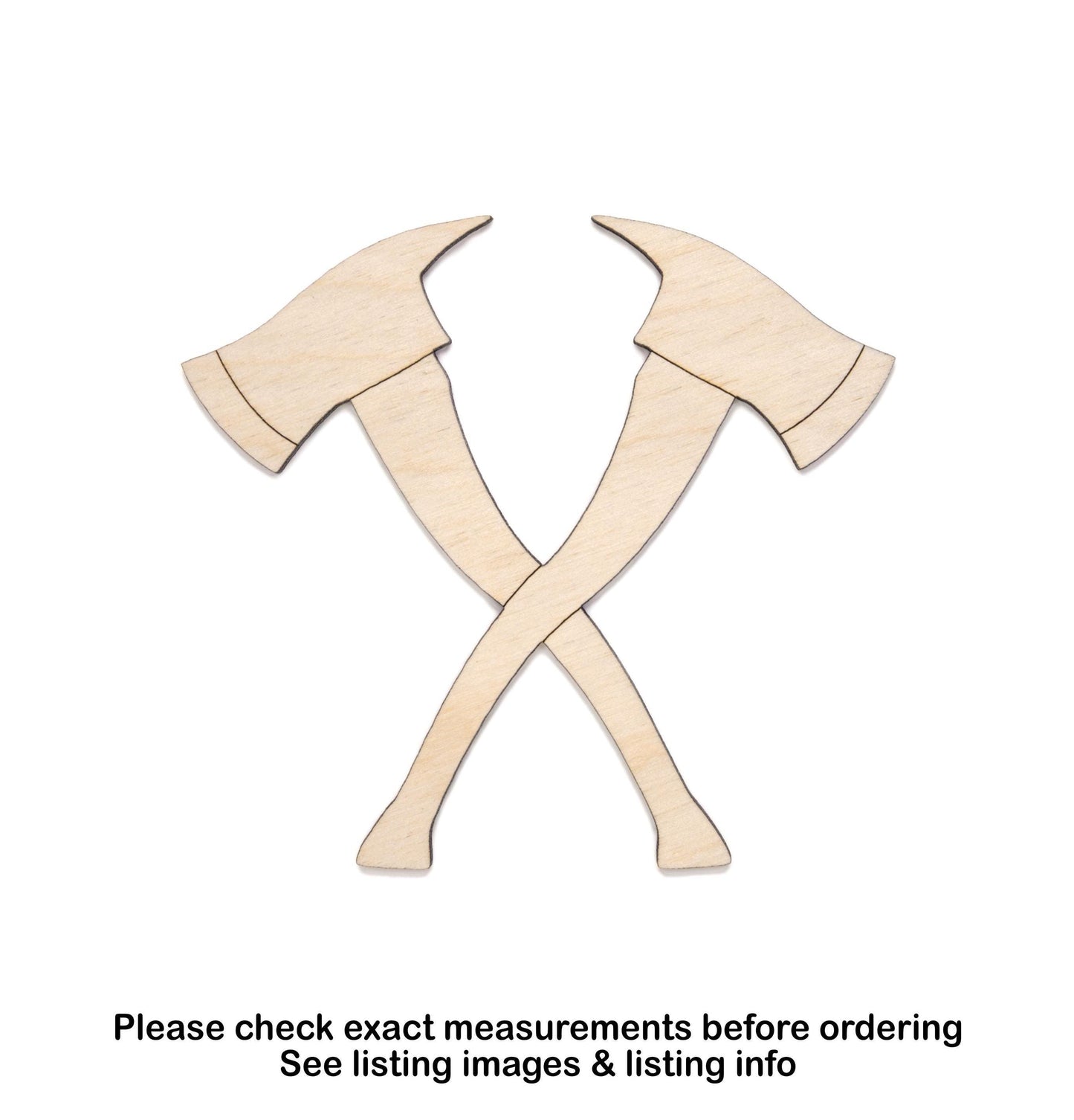 Fire Axes Crossed Detailed Wood Cutout - Laser Cut Unfinished Craft Shape - Multiple Sizes