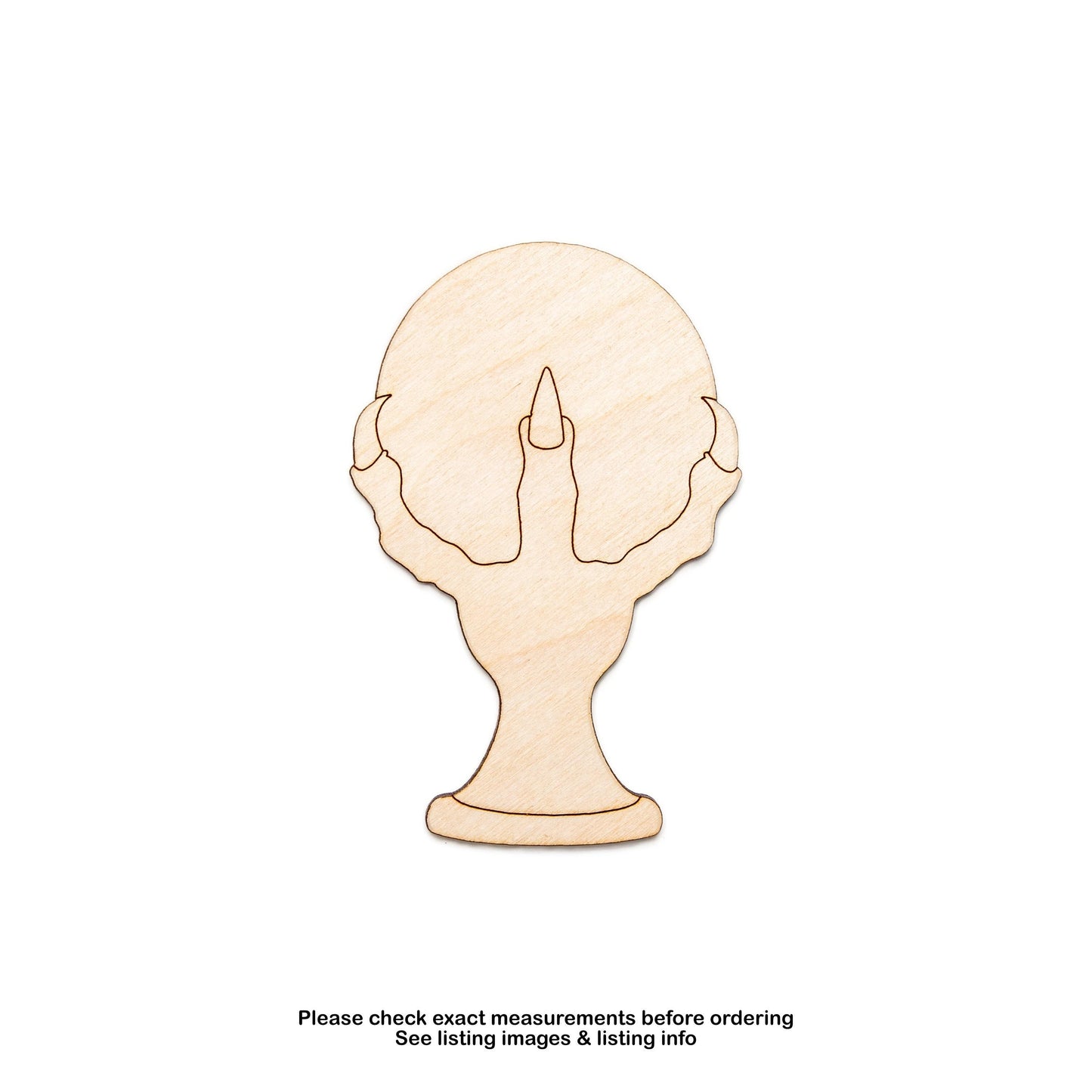 Monster Hand Crystal Ball Wood Cutout - Laser Cut Unfinished Craft Shape - Multiple Sizes