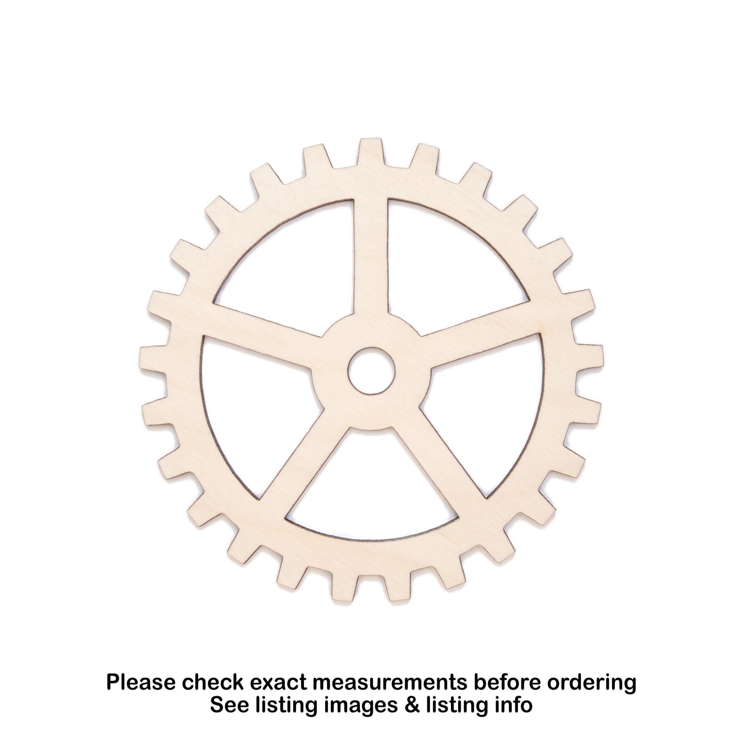 Basic Gear Wood Cutout - Laser Cut Unfinished Craft Shape - Multiple Sizes