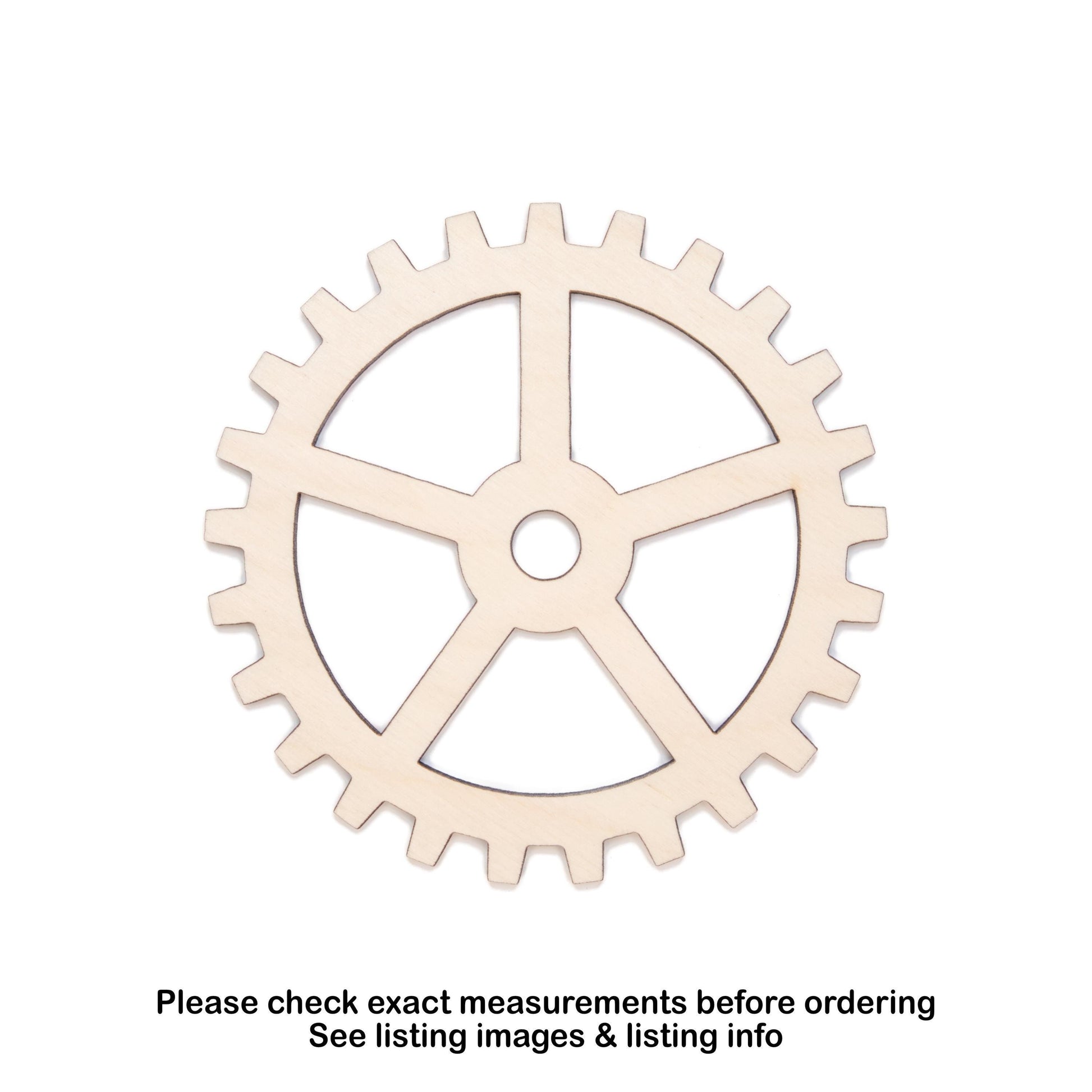 Basic Gear Wood Cutout - Laser Cut Unfinished Craft Shape - Multiple Sizes