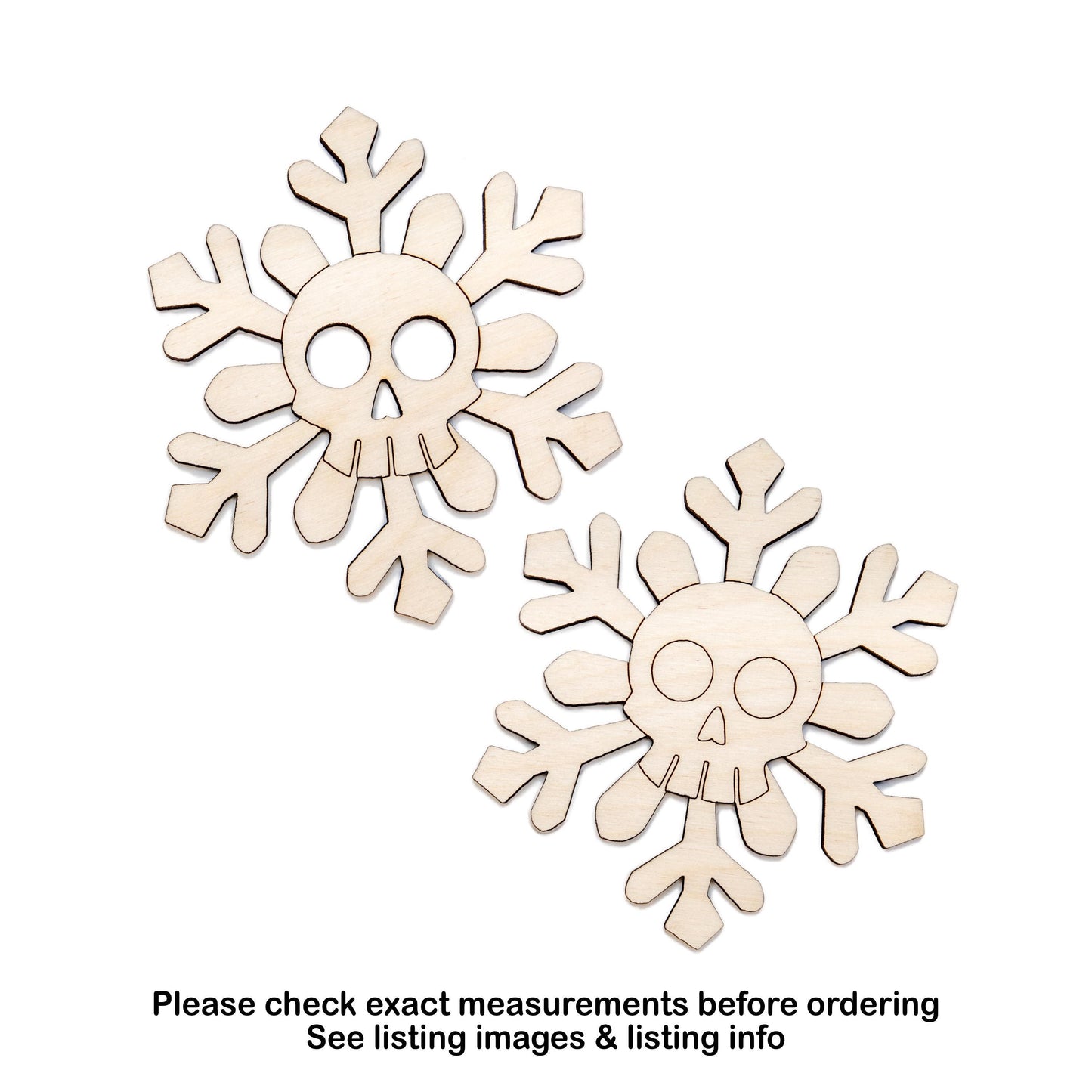 Skull Flake Detailed Wood Cutout - Laser Cut Unfinished Craft Shape - Multiple Sizes