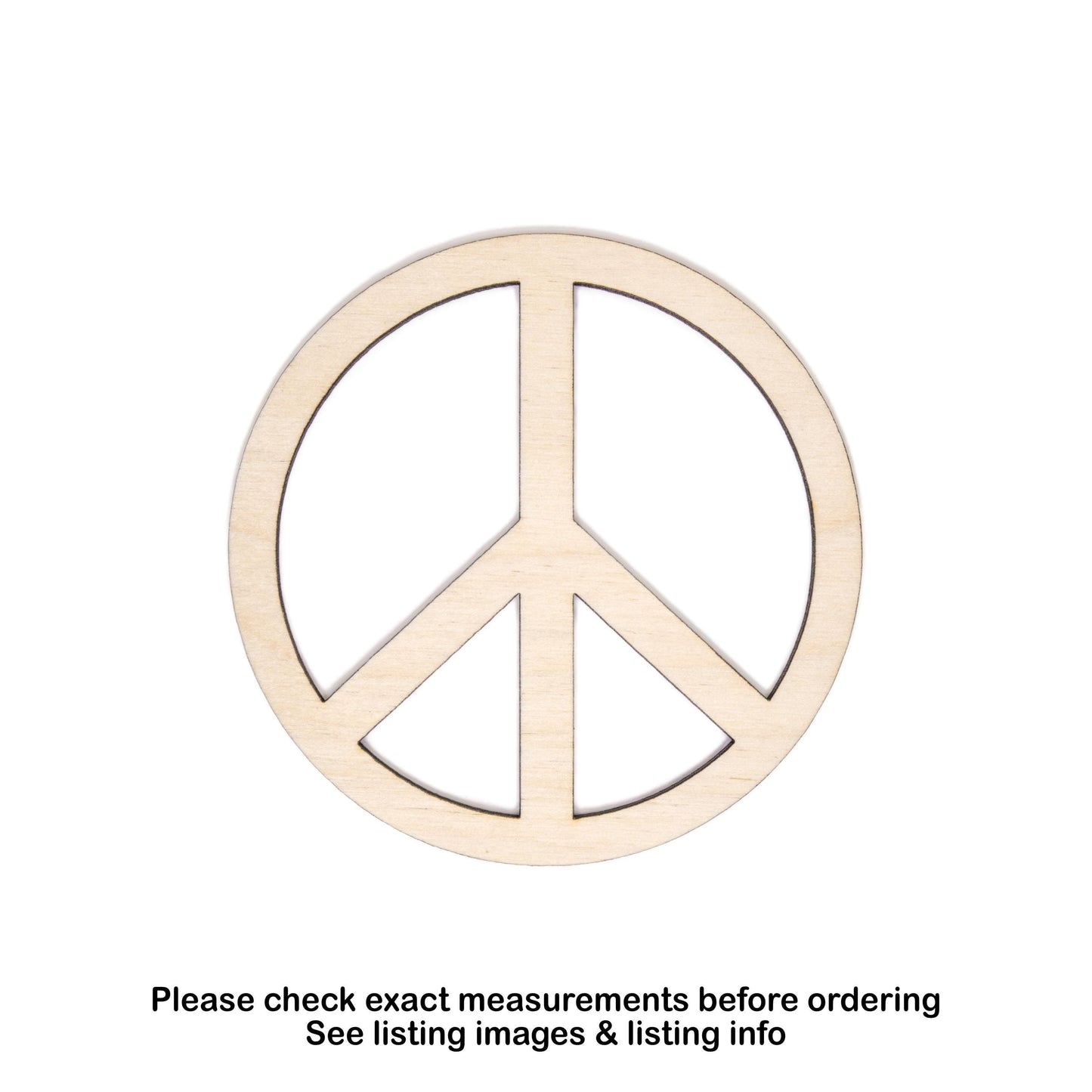 Peace Symbol Wood Cutout - Laser Cut Unfinished Craft Shape - Multiple Sizes