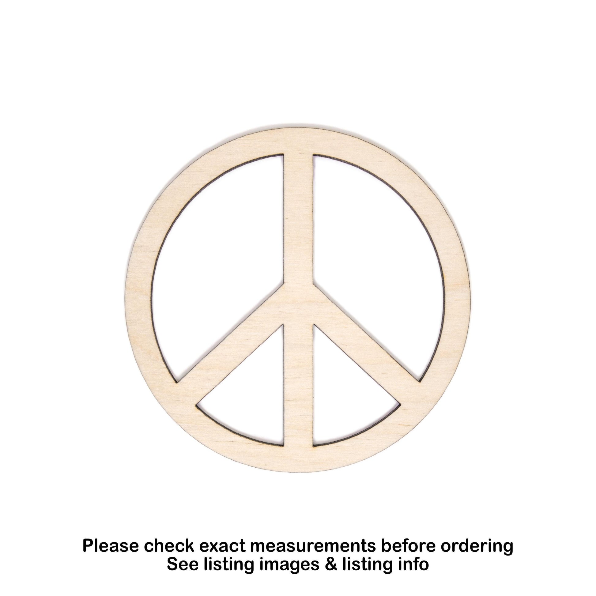 Peace Symbol Wood Cutout - Laser Cut Unfinished Craft Shape - Multiple Sizes