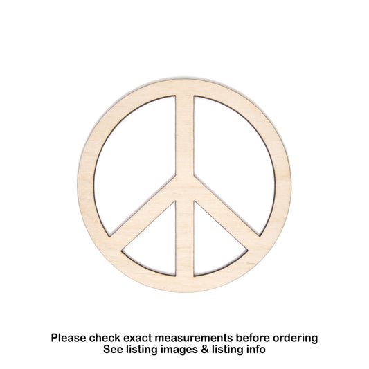 Peace Symbol Wood Cutout - Laser Cut Unfinished Craft Shape - Multiple Sizes