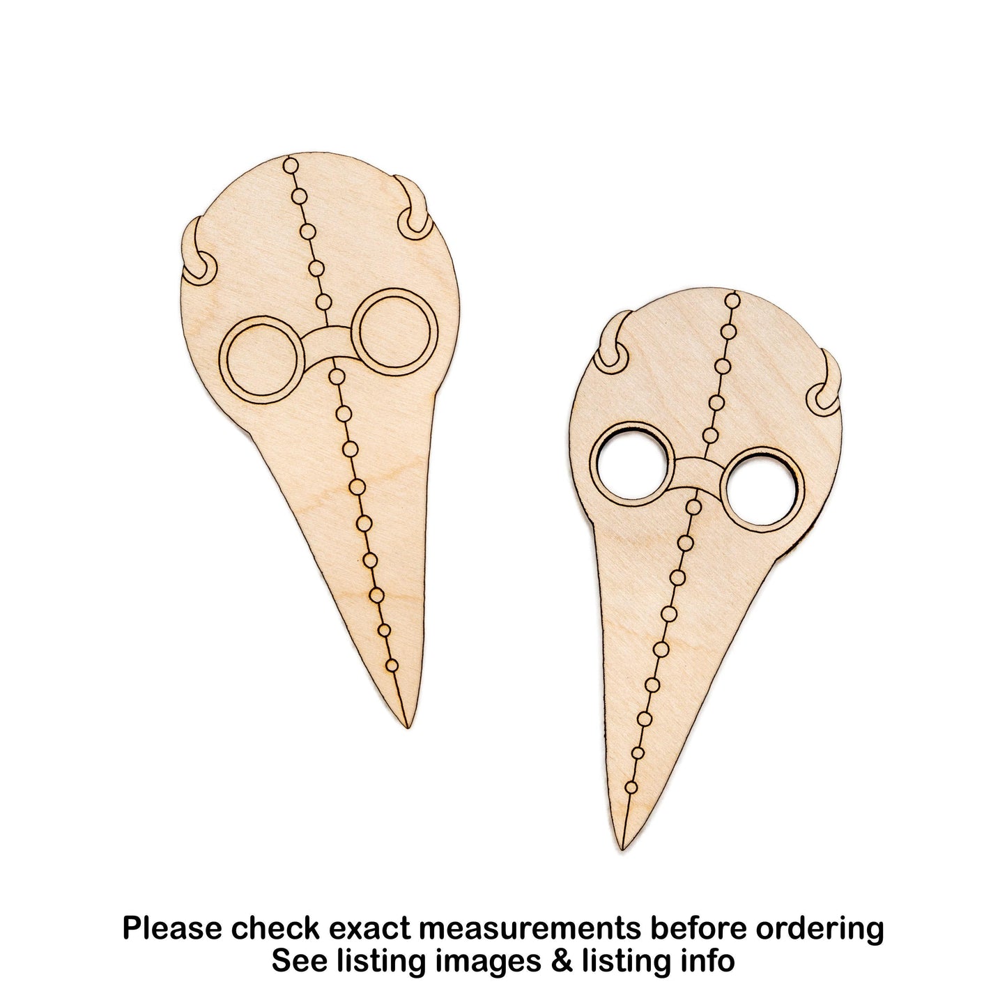 Plague Doctor Mask Wood Cutout - Laser Cut Unfinished Craft Shape - Multiple Sizes