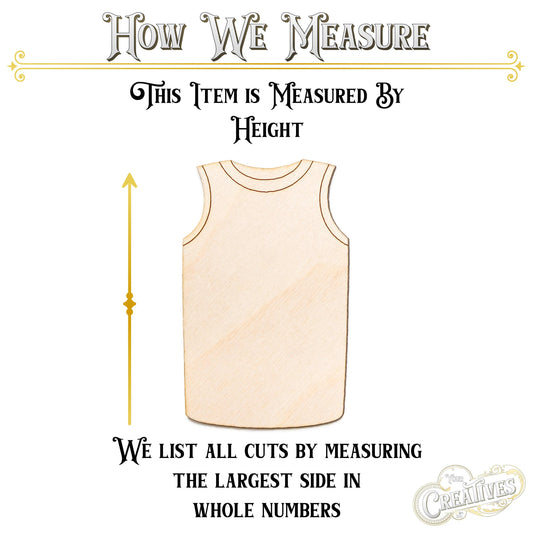 Jersey Tank Wood Cutout - Laser Cut Unfinished Craft Shape - Multiple Sizes