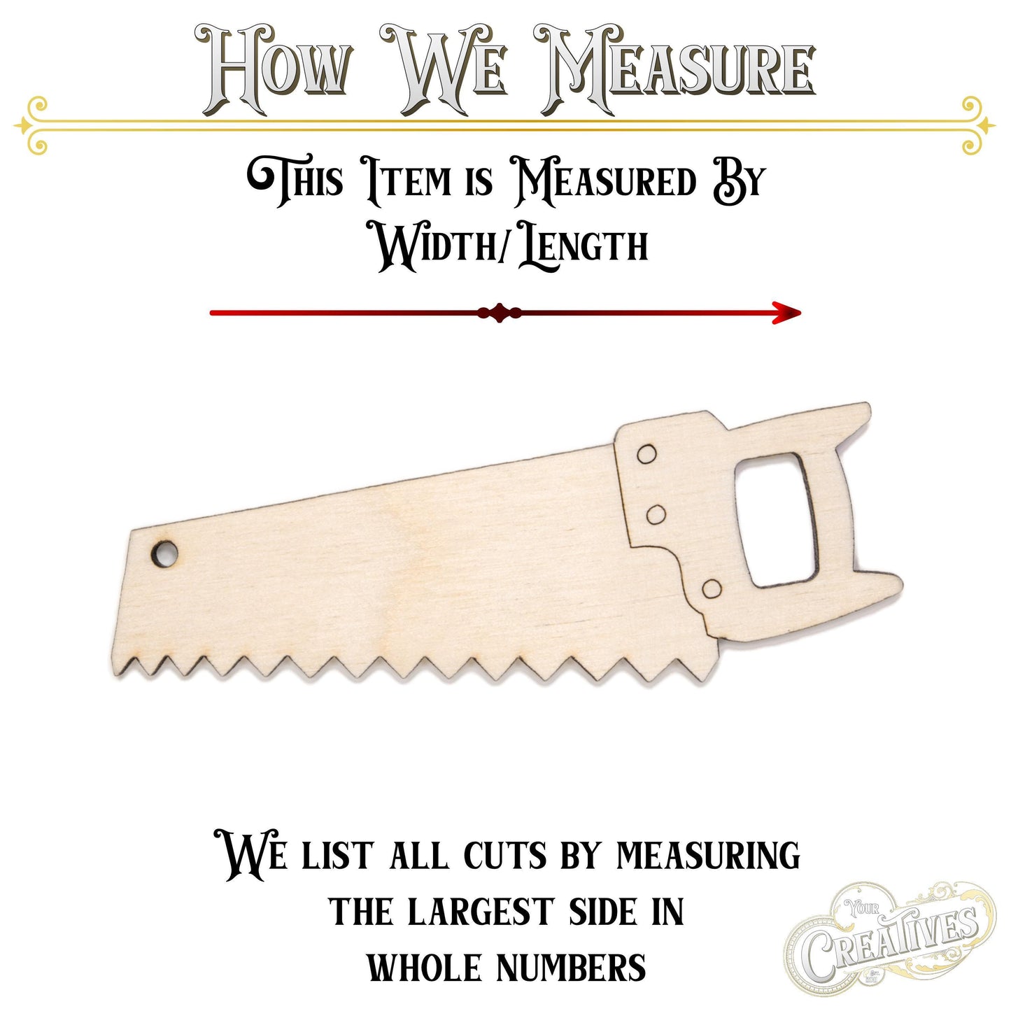 Hand Saw Detailed Wood Cutout - Laser Cut Unfinished Craft Shape - Multiple Sizes