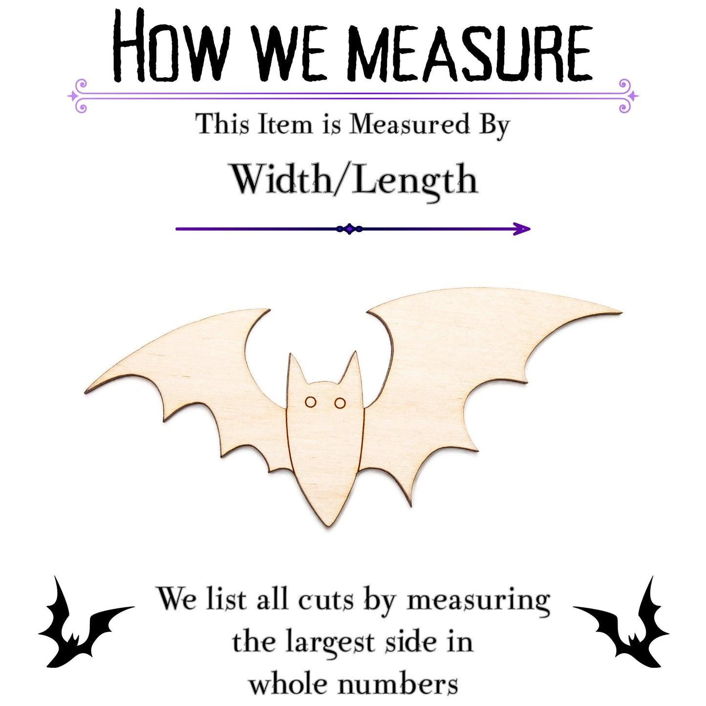 Bat Angled Design Wood Cutout - Laser Cut Unfinished Craft Shape - Multiple Sizes