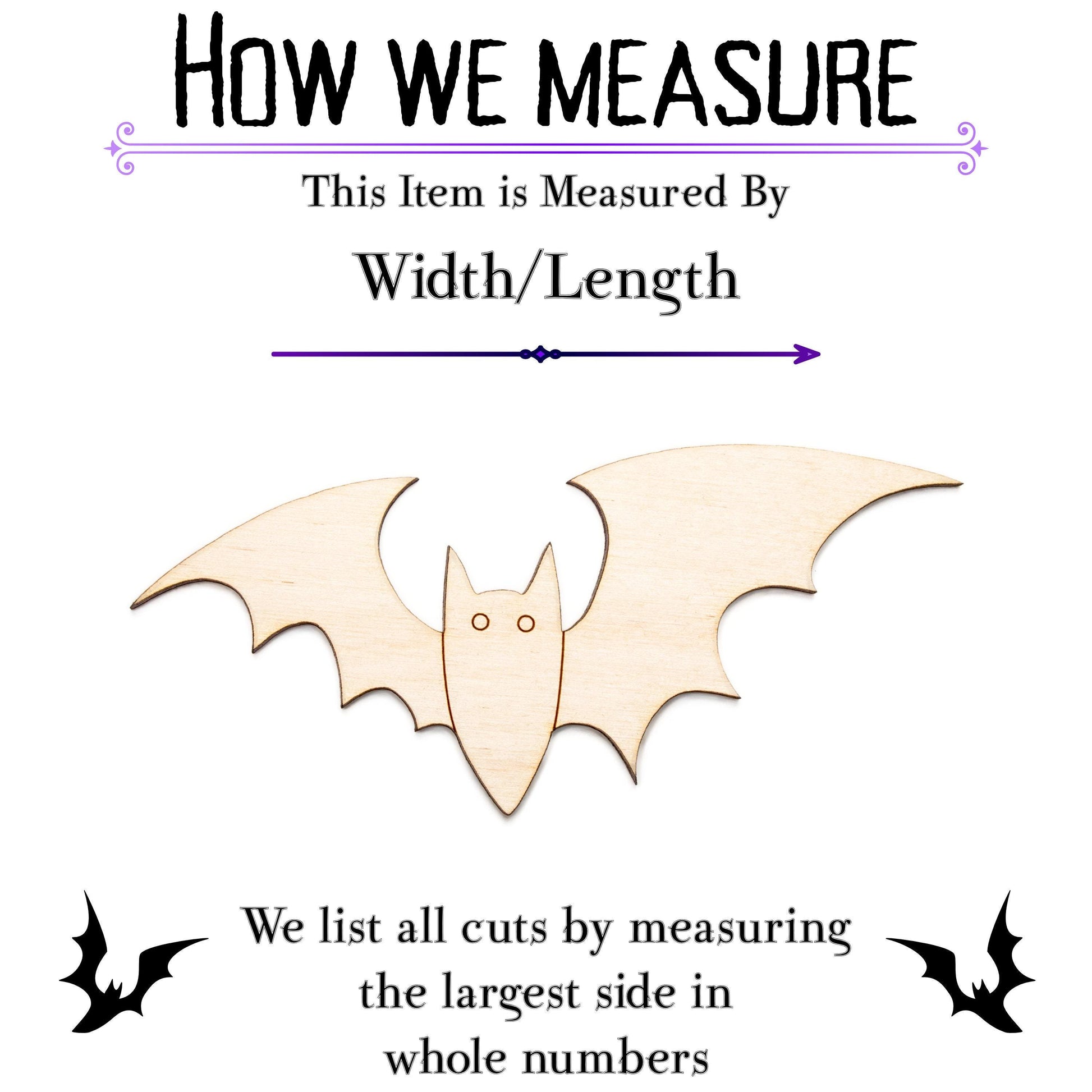 Bat Angled Design Wood Cutout - Laser Cut Unfinished Craft Shape - Multiple Sizes