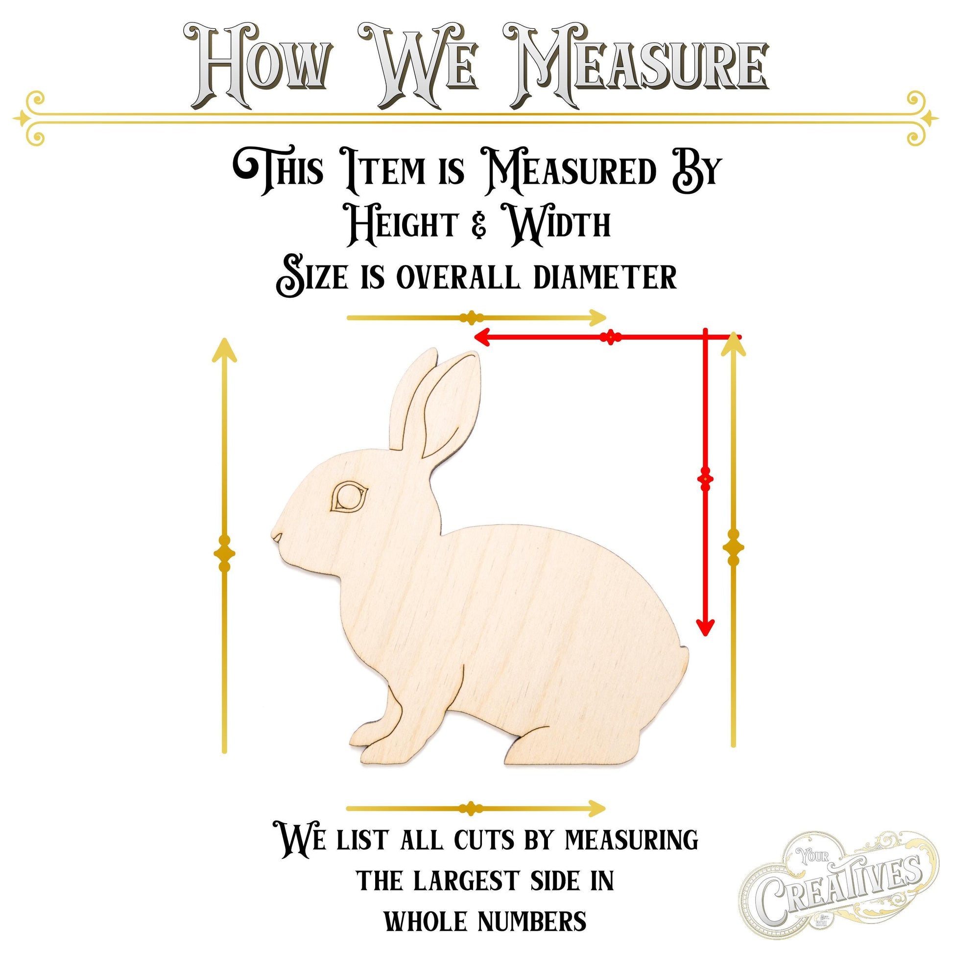 Rabbit Wood Cutout - Laser Cut Unfinished Craft Shape - Multiple Sizes