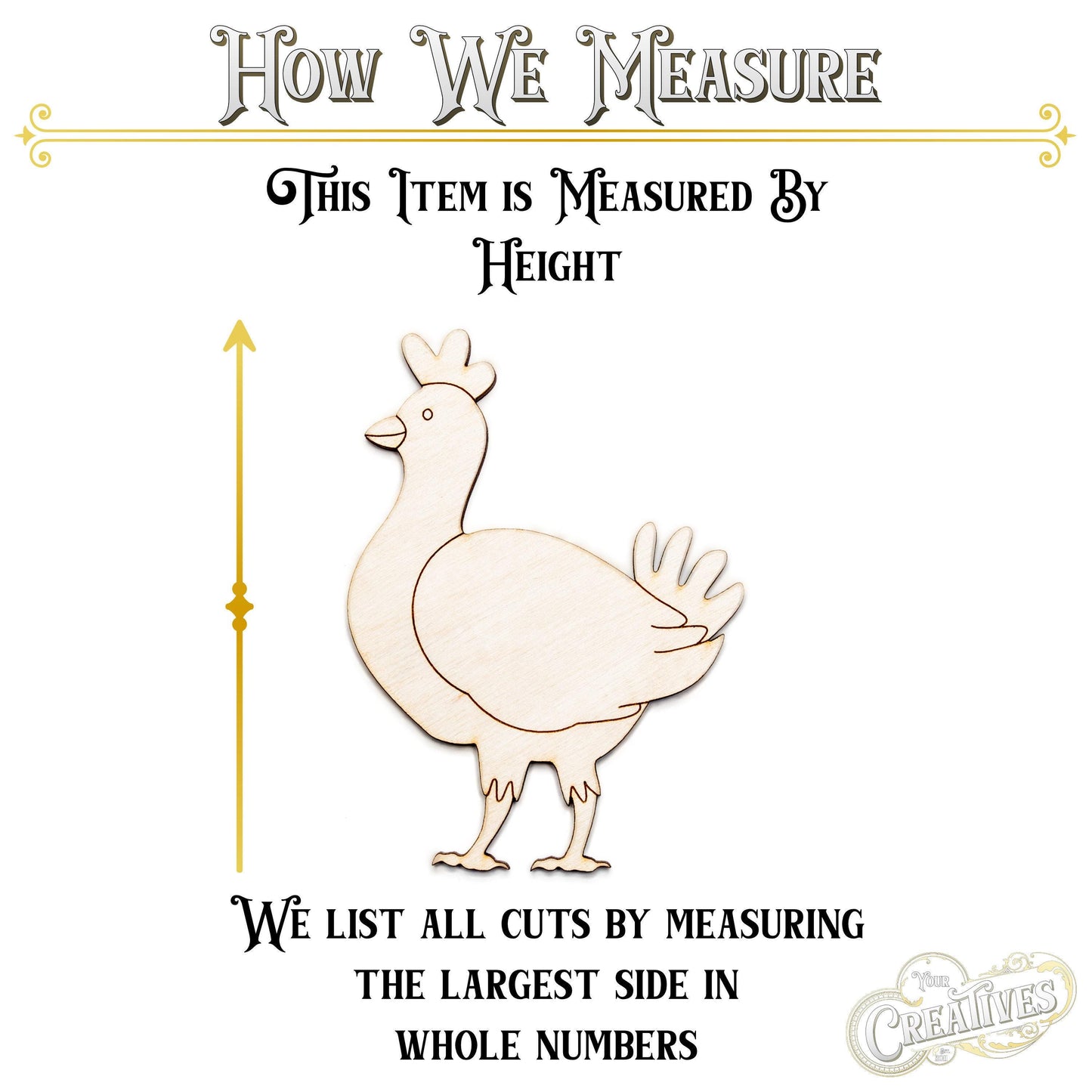 Hen Cute Wood Cutout - Laser Cut Unfinished Craft Shape - Multiple Sizes