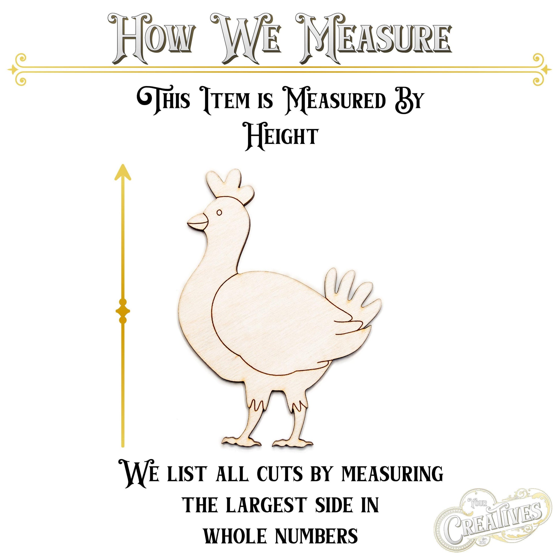 Hen Cute Wood Cutout - Laser Cut Unfinished Craft Shape - Multiple Sizes