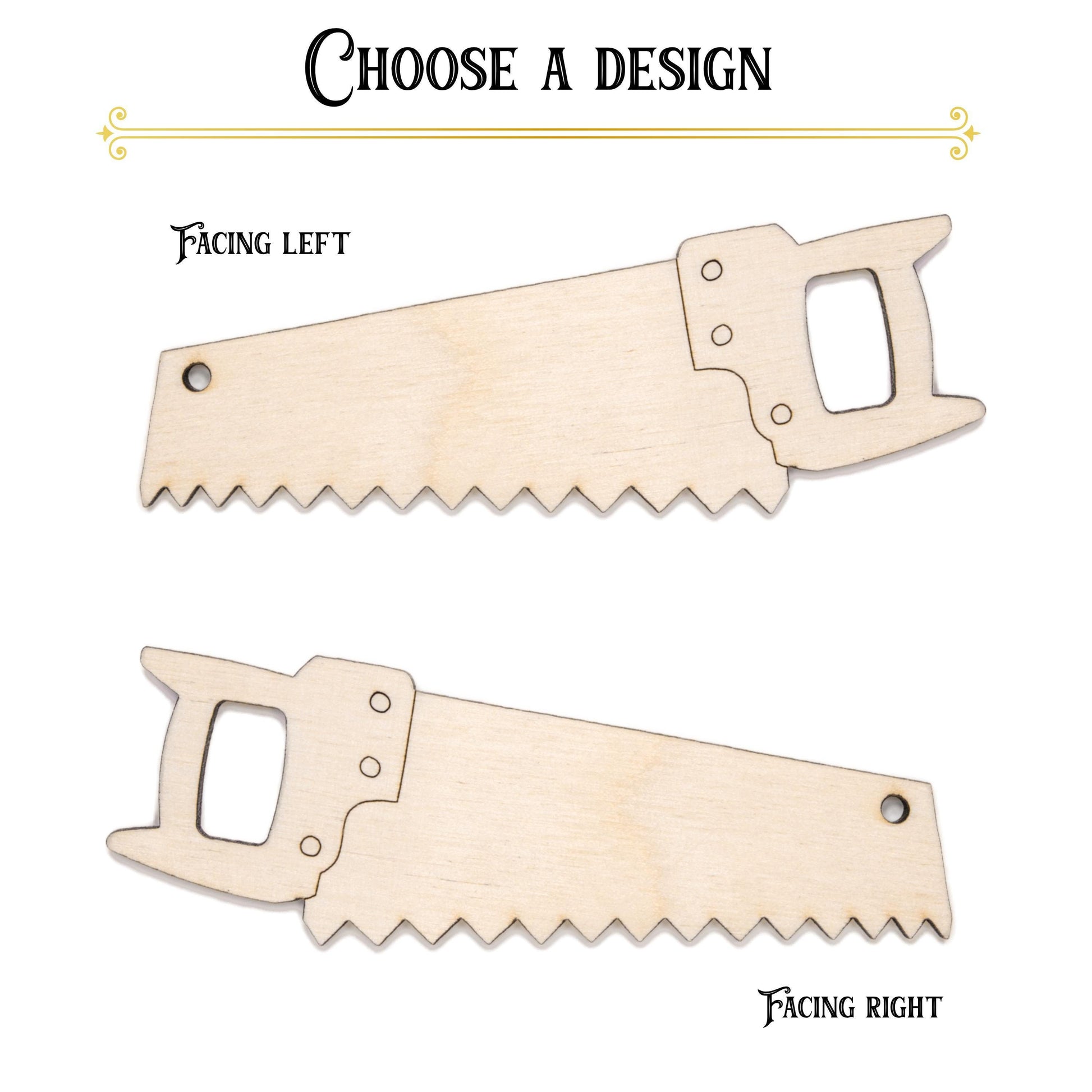 Hand Saw Detailed Wood Cutout - Laser Cut Unfinished Craft Shape - Multiple Sizes