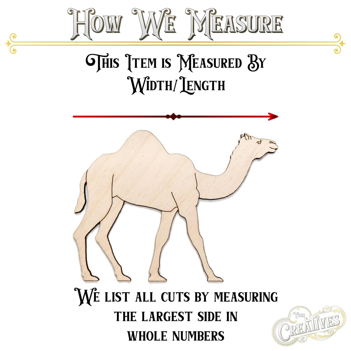 Camel Detailed Wood Cutout - Laser Cut Unfinished Craft Shape - Multiple Sizes