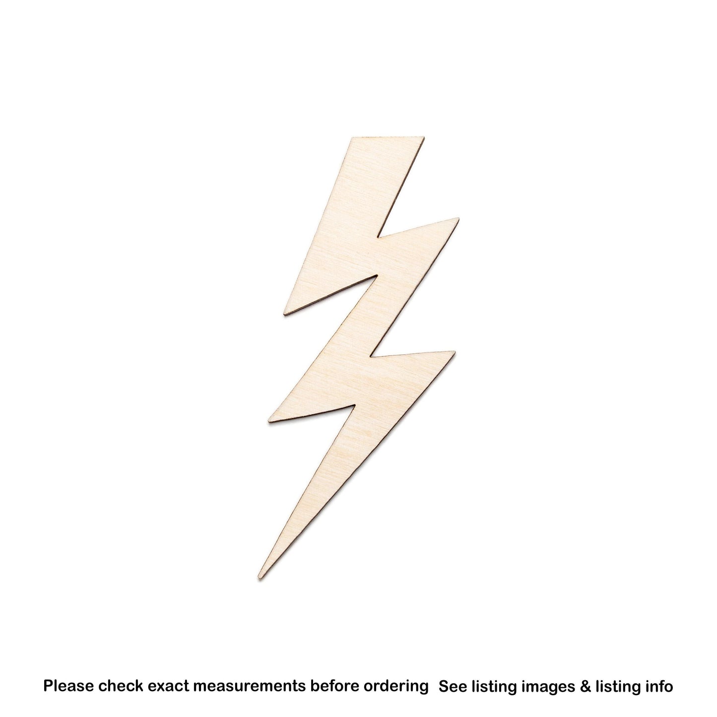 Lightning Bolt Wood Cutout - Laser Cut Unfinished Craft Shape - Multiple Sizes