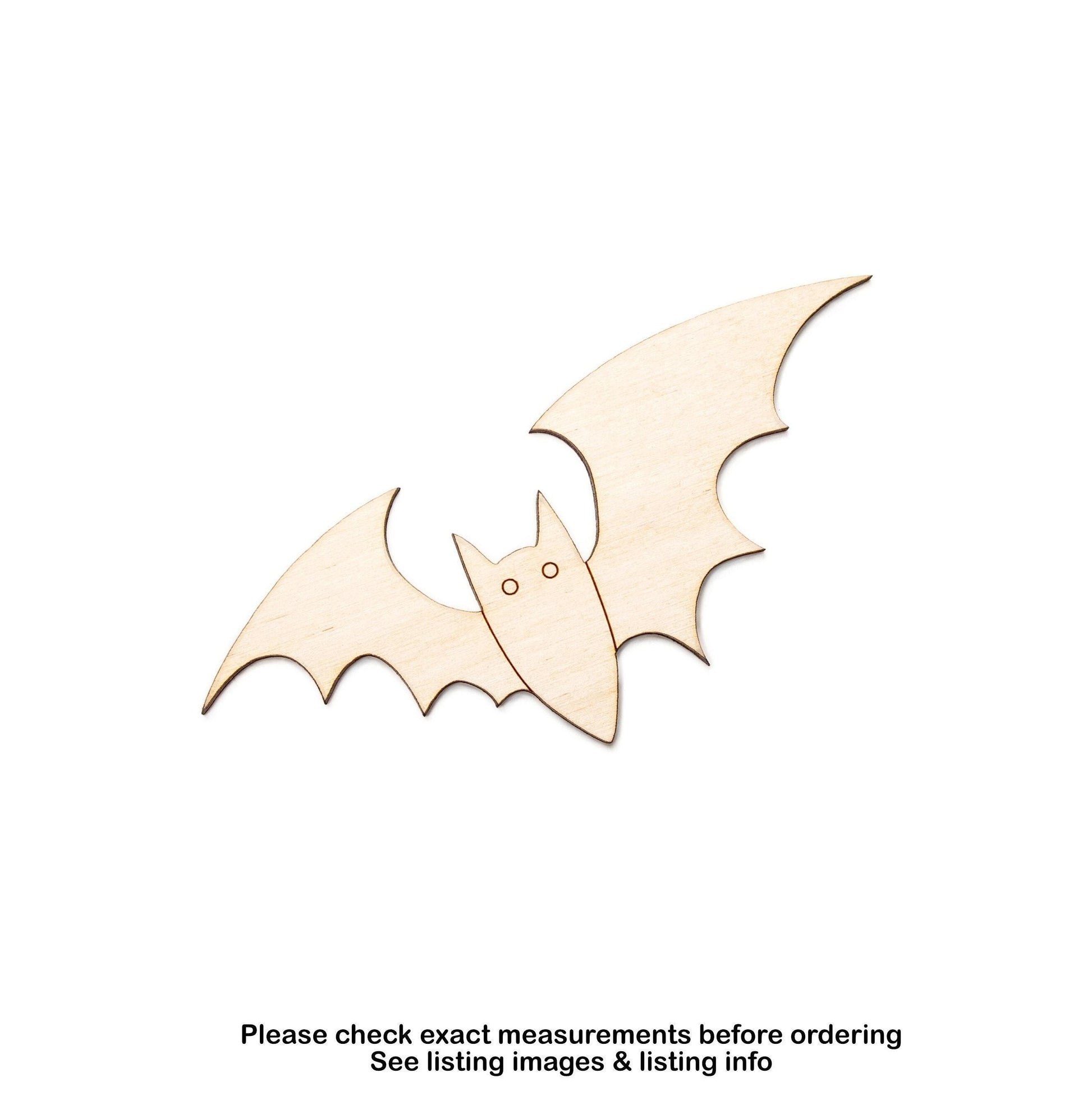 Bat Angled Design Wood Cutout - Laser Cut Unfinished Craft Shape - Multiple Sizes