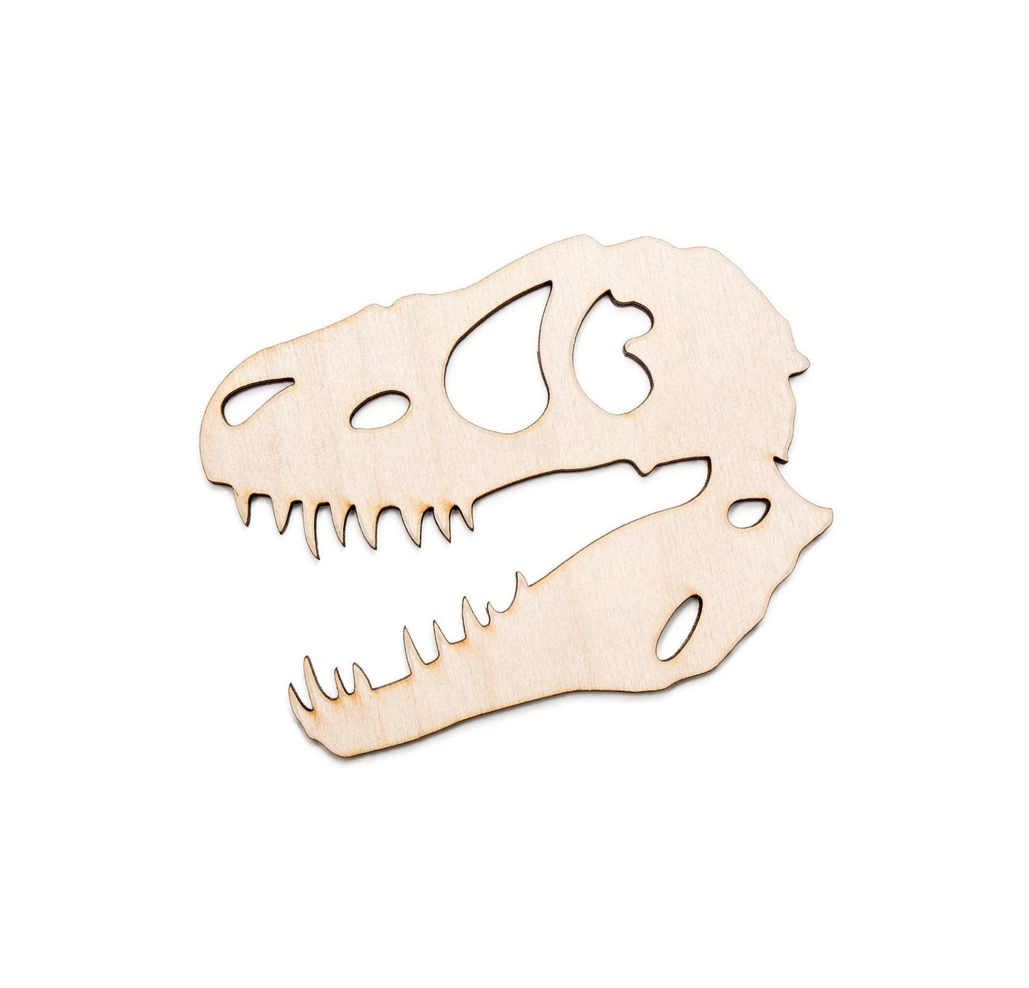 T Rex Skull Wood Cutout - Laser Cut Unfinished Craft Shape - Multiple Sizes