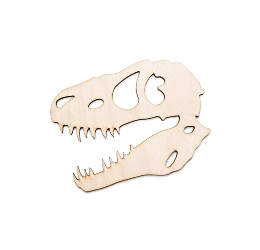 T Rex Skull Wood Cutout - Laser Cut Unfinished Craft Shape - Multiple Sizes