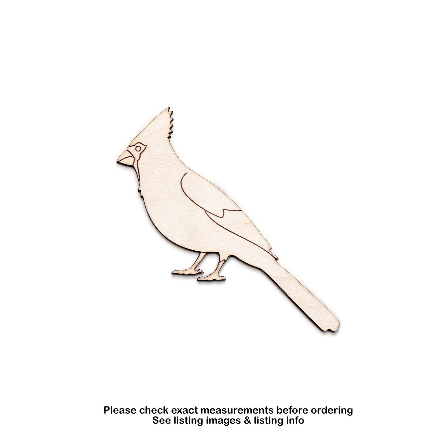 Cardinal Detailed Wood Cutout - Laser Cut Unfinished Craft Shape - Multiple Sizes