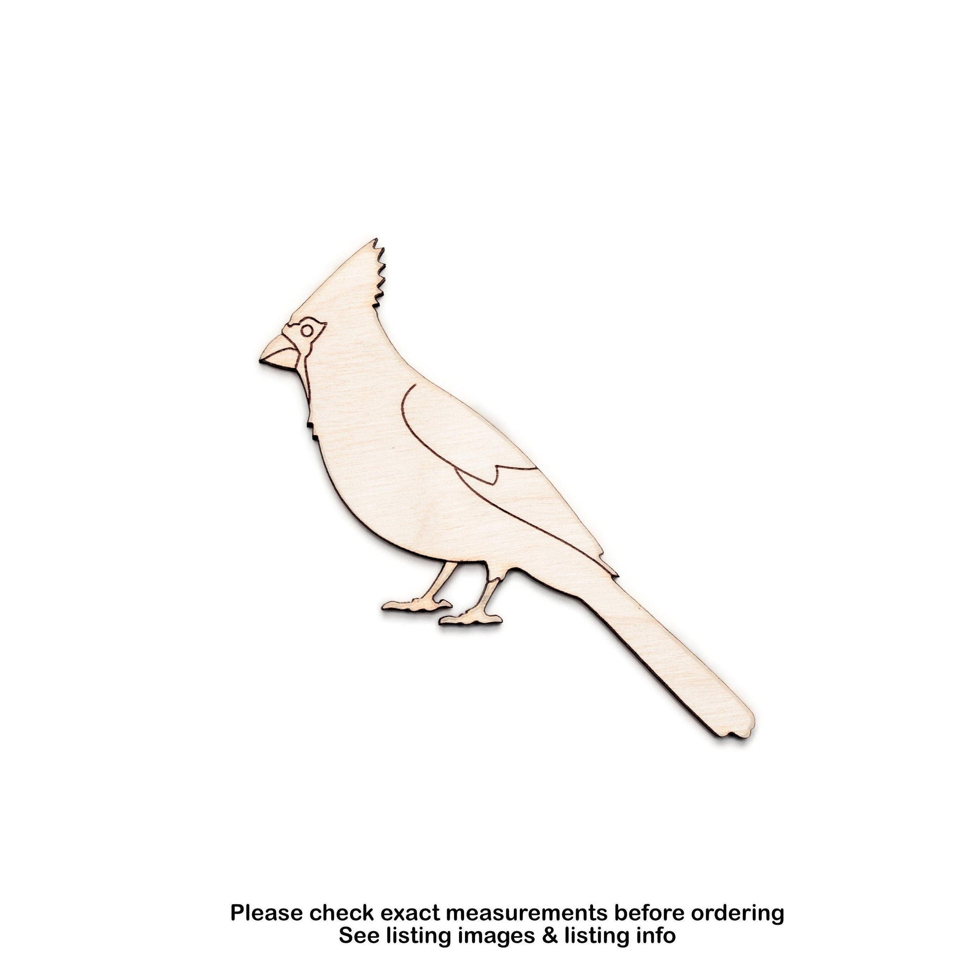 Cardinal Detailed Wood Cutout - Laser Cut Unfinished Craft Shape - Multiple Sizes