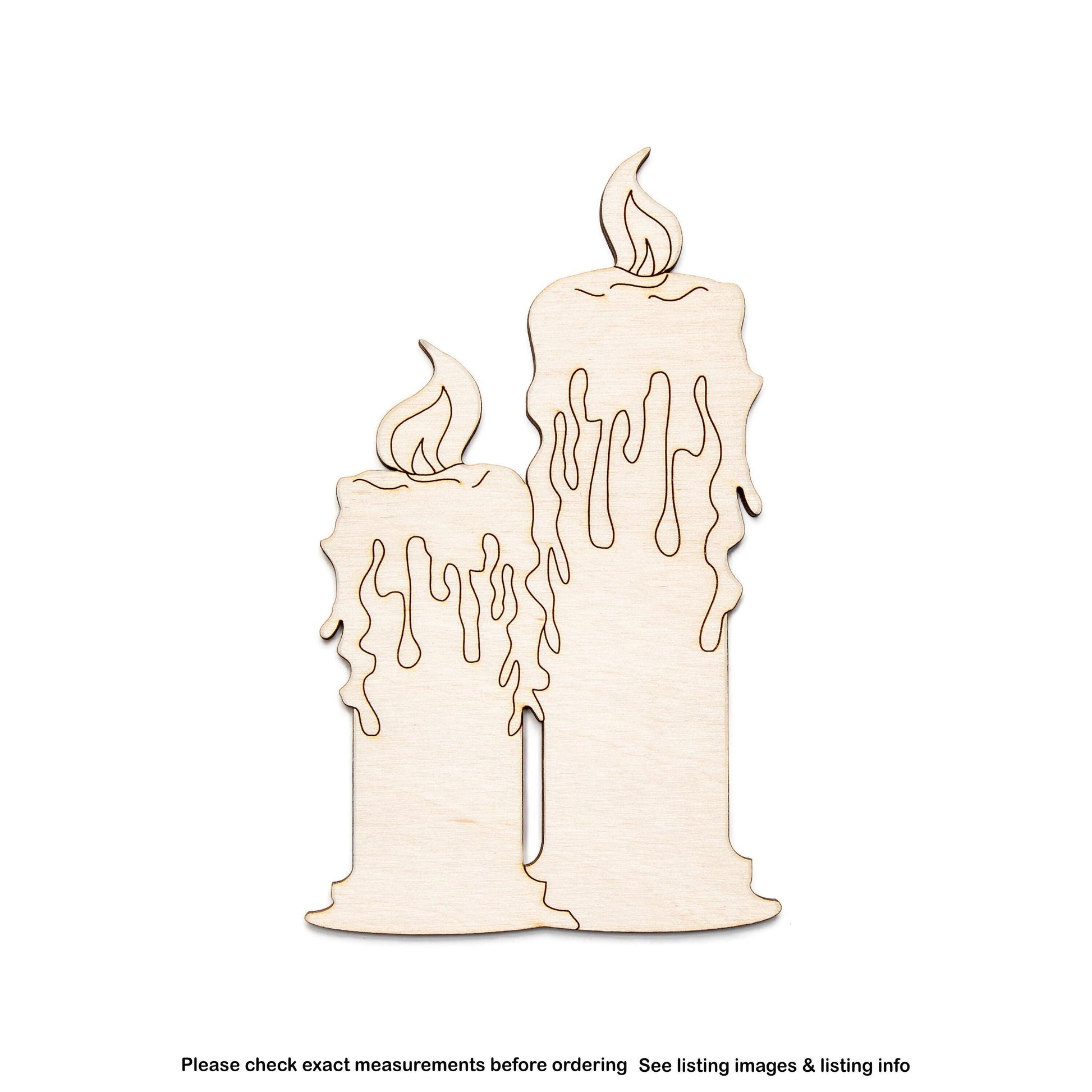 Double Lit Candles Wood Cutout - Laser Cut Unfinished Craft Shape - Multiple Sizes