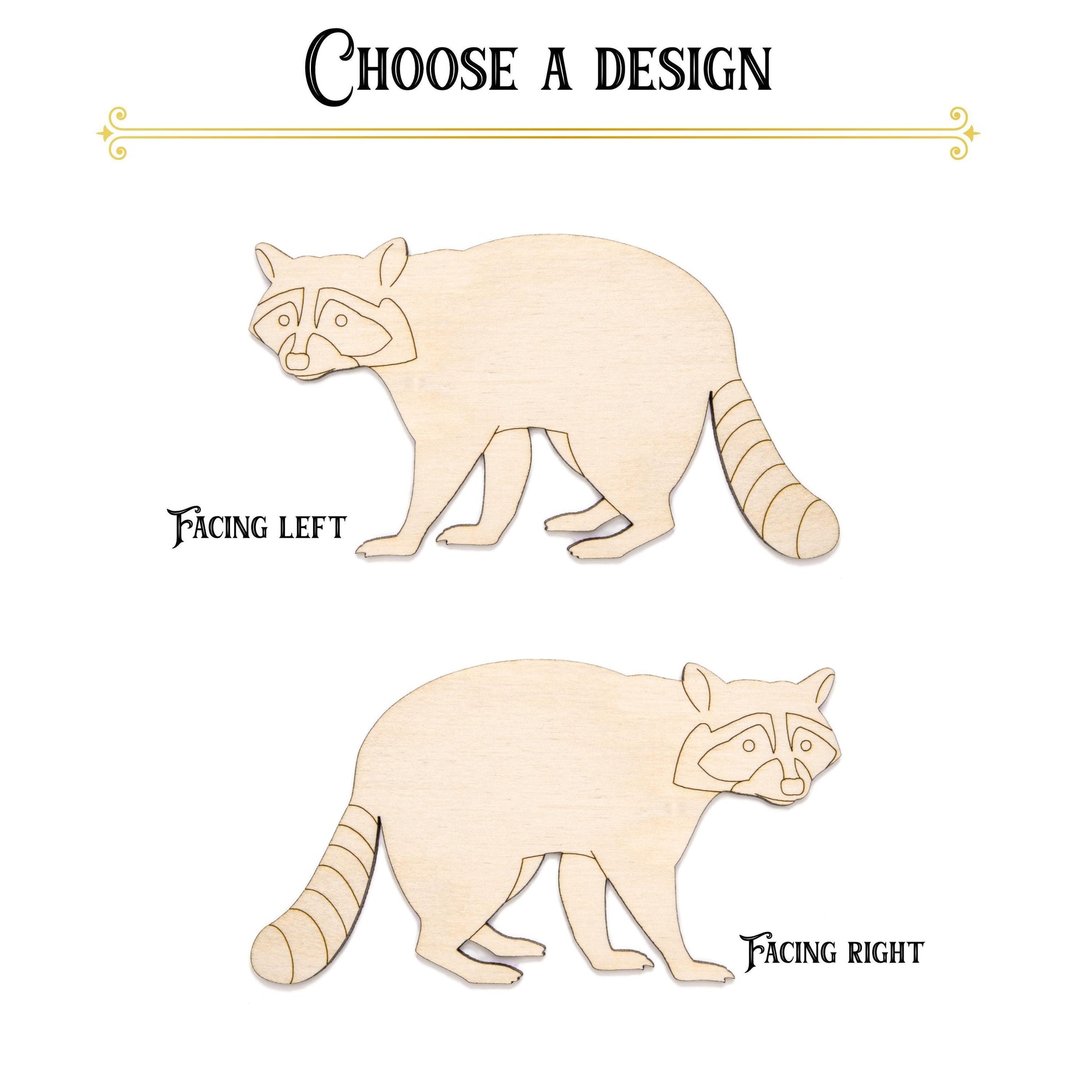 Raccoon Wood Cutout - Laser Cut Unfinished Craft Shape - Multiple Sizes