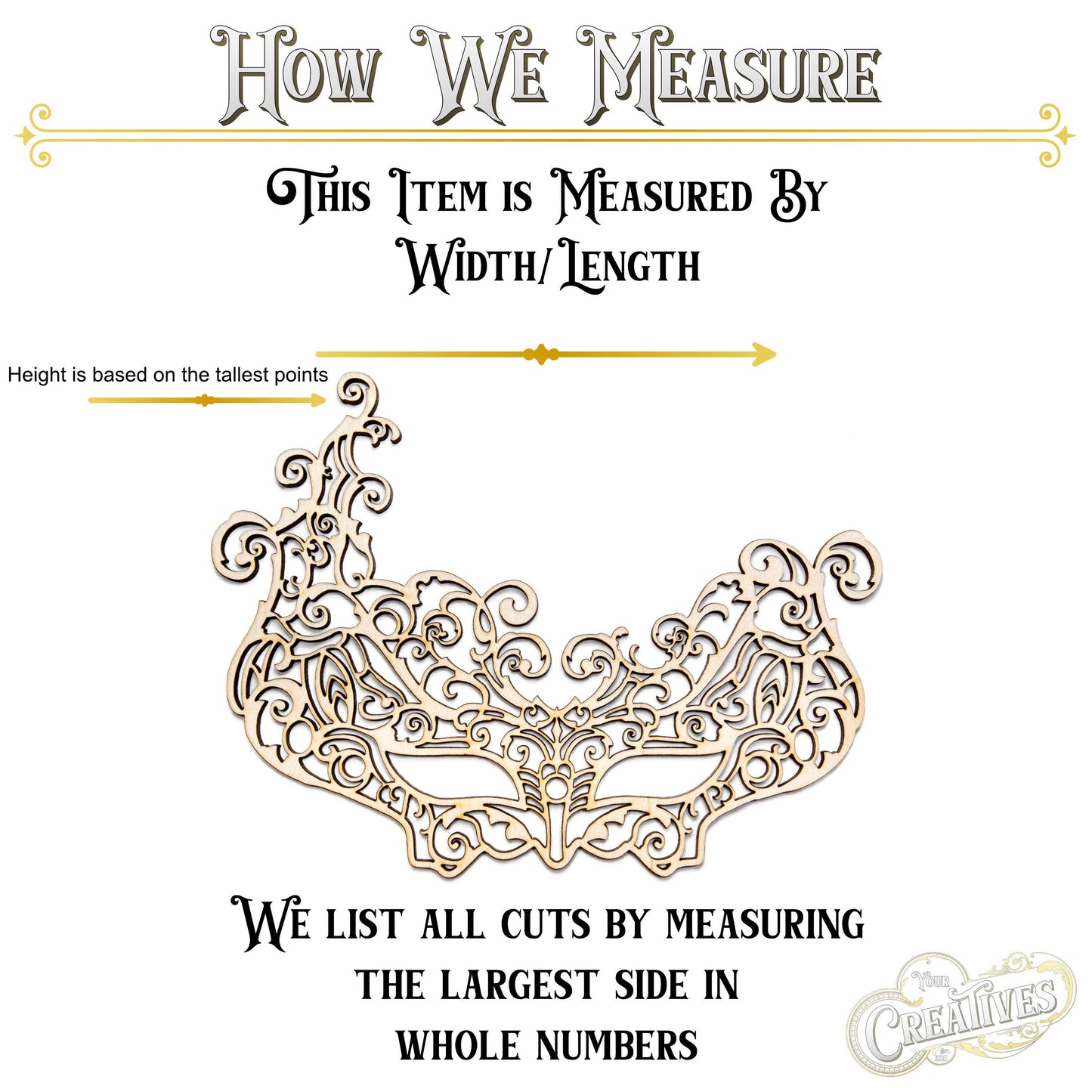 Masquerade Lace Style Mask Wood Cutout - Laser Cut Unfinished Craft Shape - Multiple Sizes