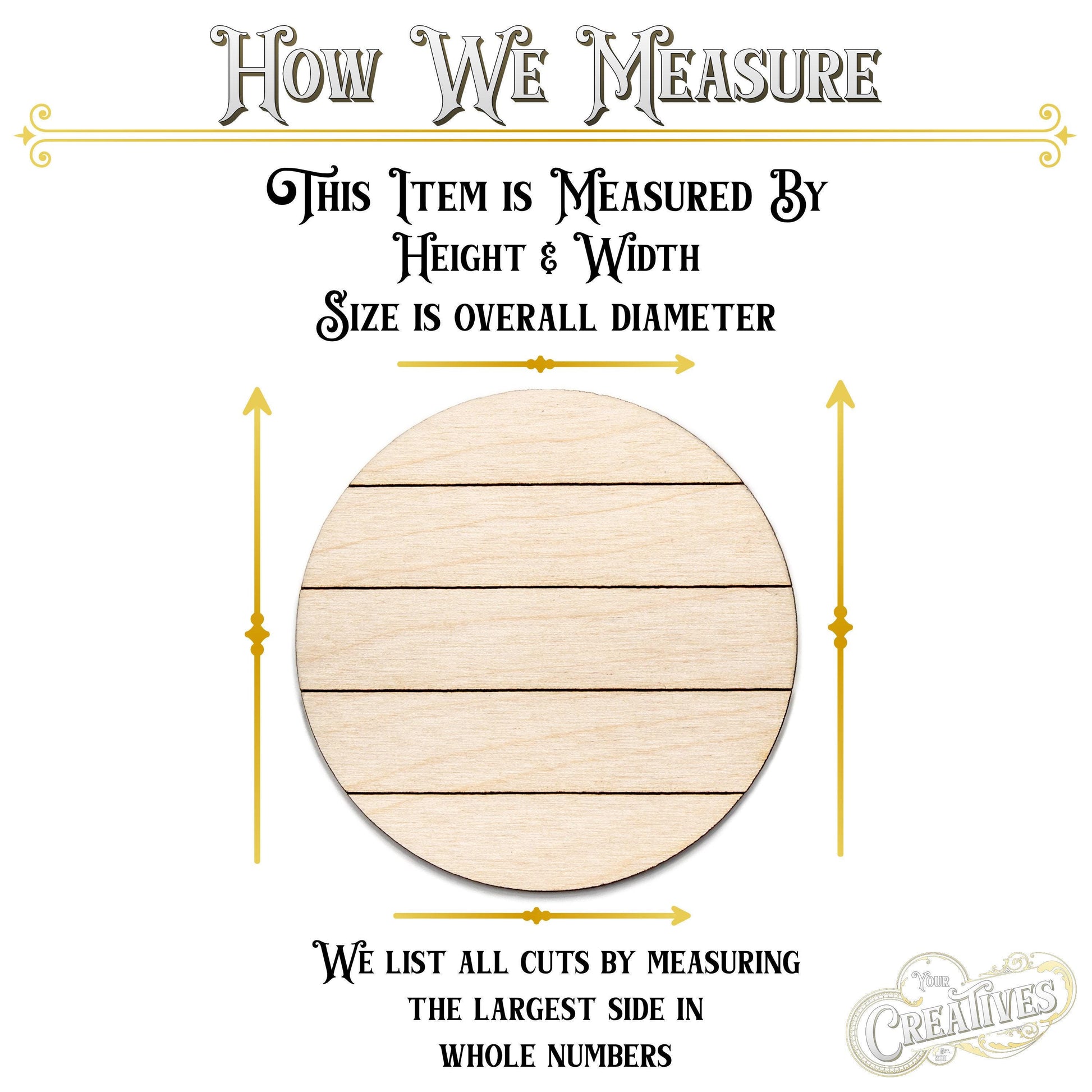 Circle Shiplap Style Wood Cutout - Laser Cut Unfinished Craft Shape - Multiple Sizes