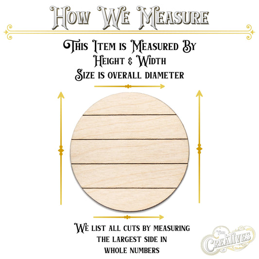 Circle Shiplap Style Wood Cutout - Laser Cut Unfinished Craft Shape - Multiple Sizes