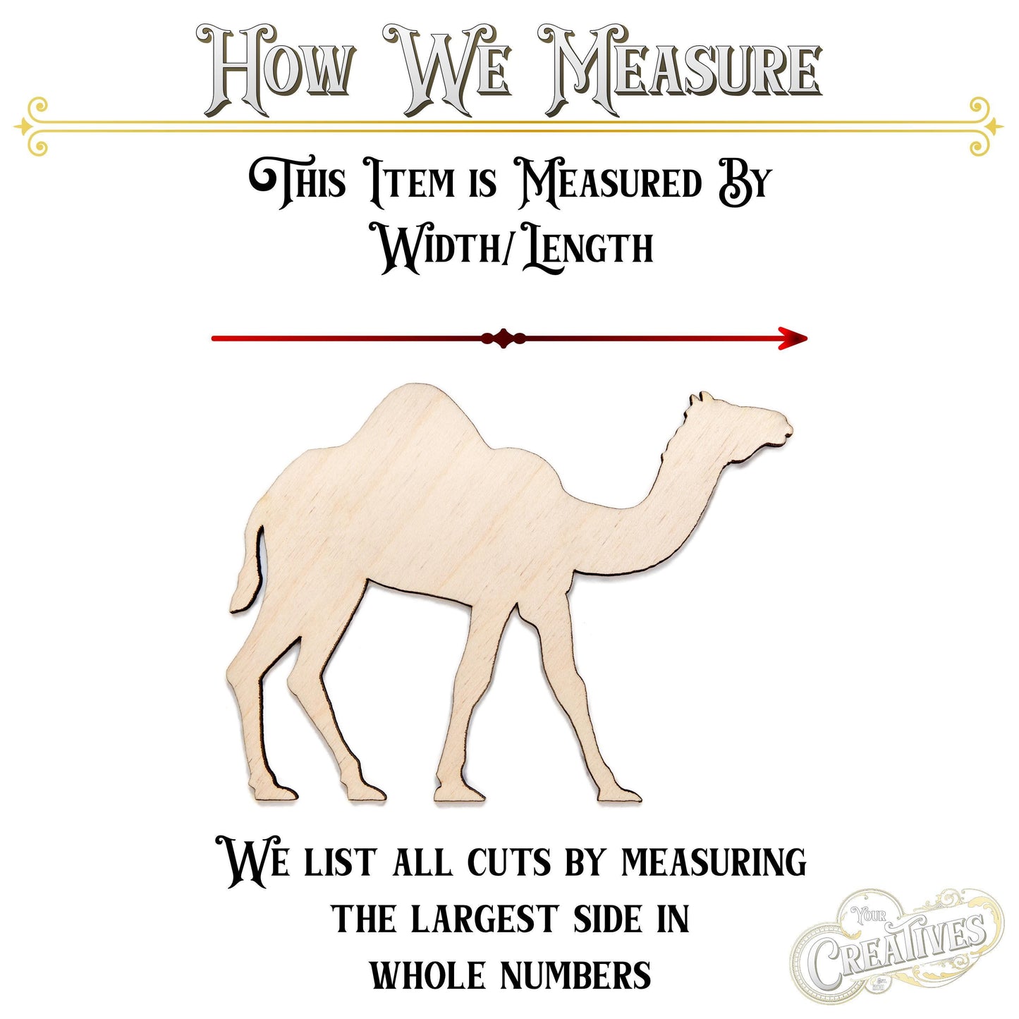 Camel Blank Wood Cutout - Laser Cut Unfinished Craft Shape - Multiple Sizes