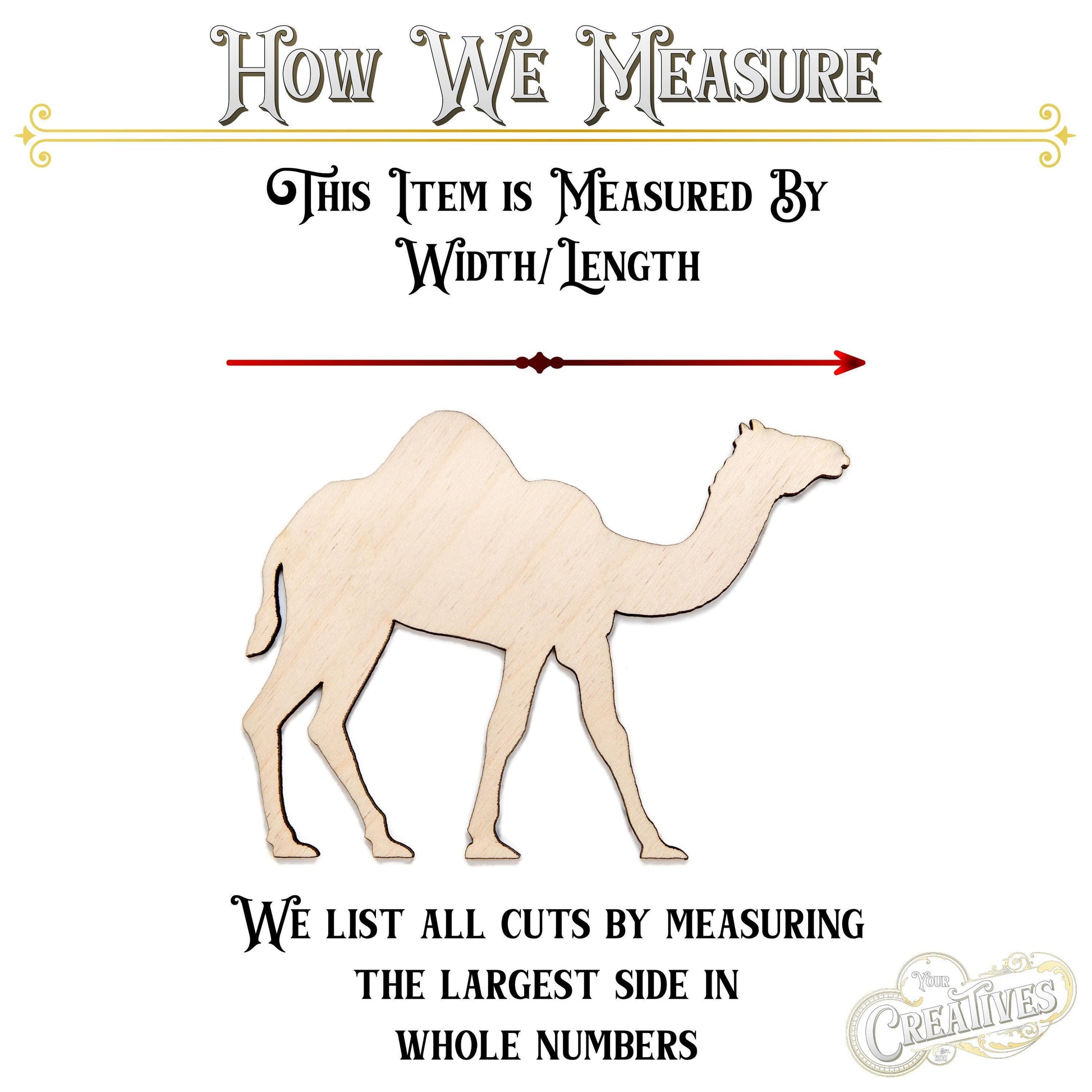 Camel Blank Wood Cutout - Laser Cut Unfinished Craft Shape - Multiple Sizes