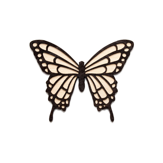 Tailed Butterfly Two Layer Stained Wood Cutout - Laser Cut Craft Shape - Multiple Sizes