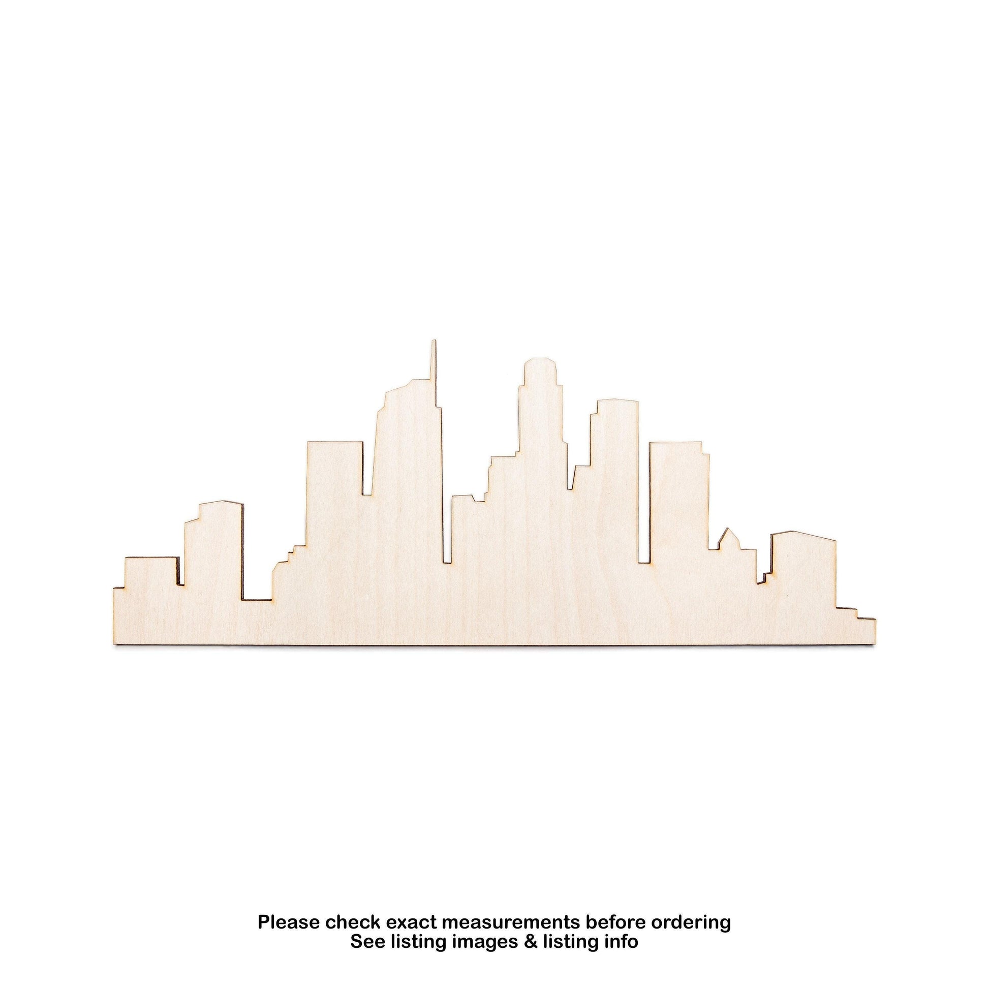 Los Angeles Skyline Silhouette Wood Cutout - Laser Cut Unfinished Craft Shape - Multiple Sizes