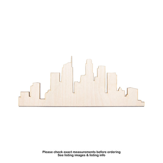 Los Angeles Skyline Silhouette Wood Cutout - Laser Cut Unfinished Craft Shape - Multiple Sizes