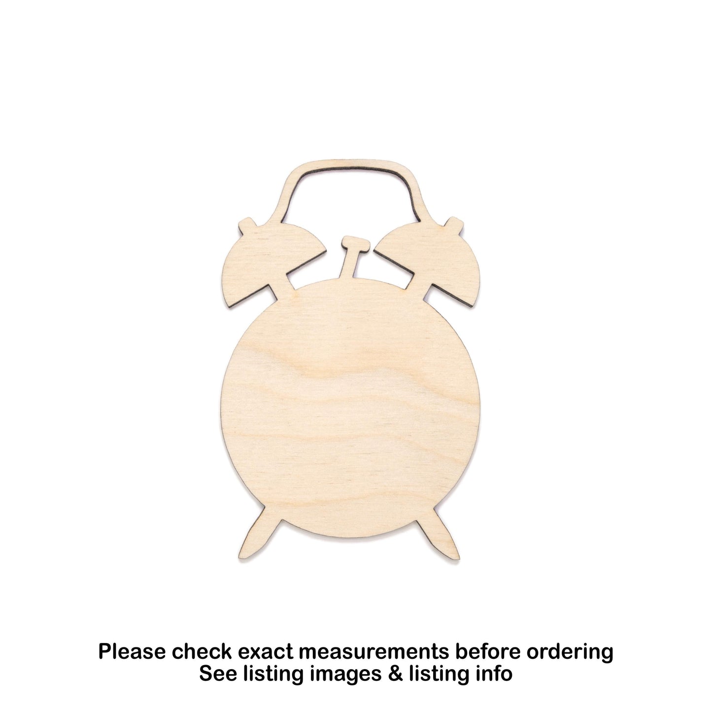 Bell Alarm Clock Blank Wood Cutout - Laser Cut Unfinished Craft Shape - Multiple Sizes