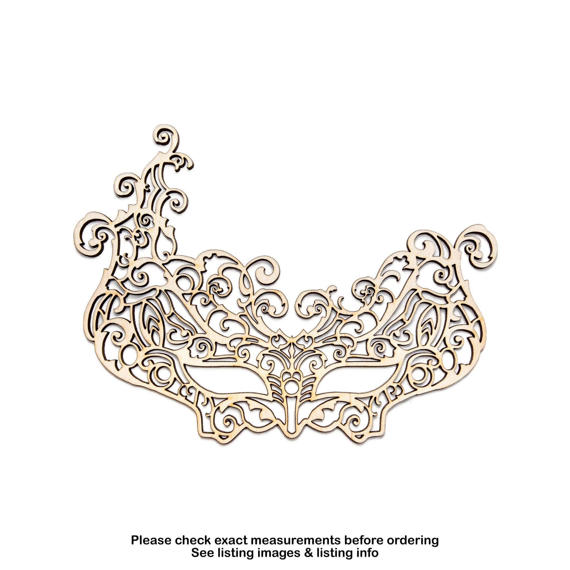 Masquerade Lace Style Mask Wood Cutout - Laser Cut Unfinished Craft Shape - Multiple Sizes