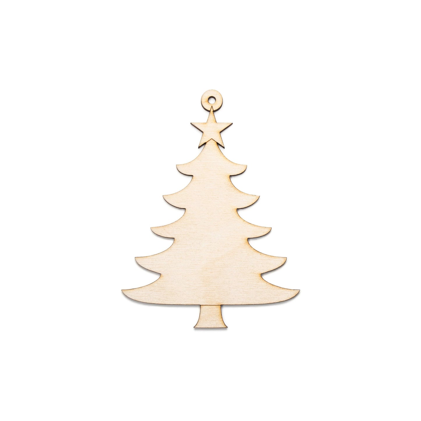Christmas Tree With Star Wood Ornament - Laser Cut Unfinished Holiday Craft Shape