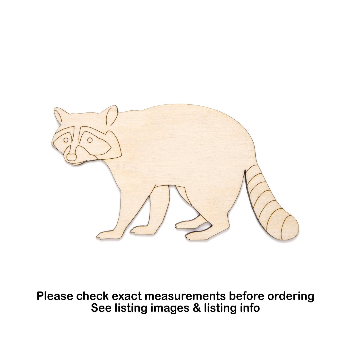 Raccoon Wood Cutout - Laser Cut Unfinished Craft Shape - Multiple Sizes