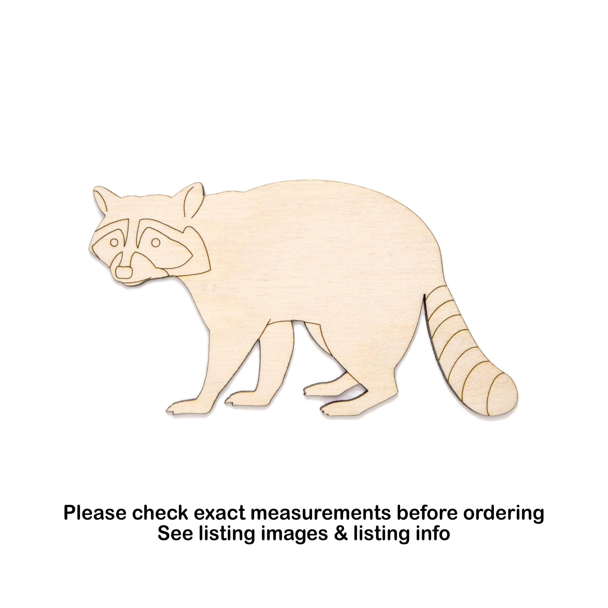 Raccoon Wood Cutout - Laser Cut Unfinished Craft Shape - Multiple Sizes