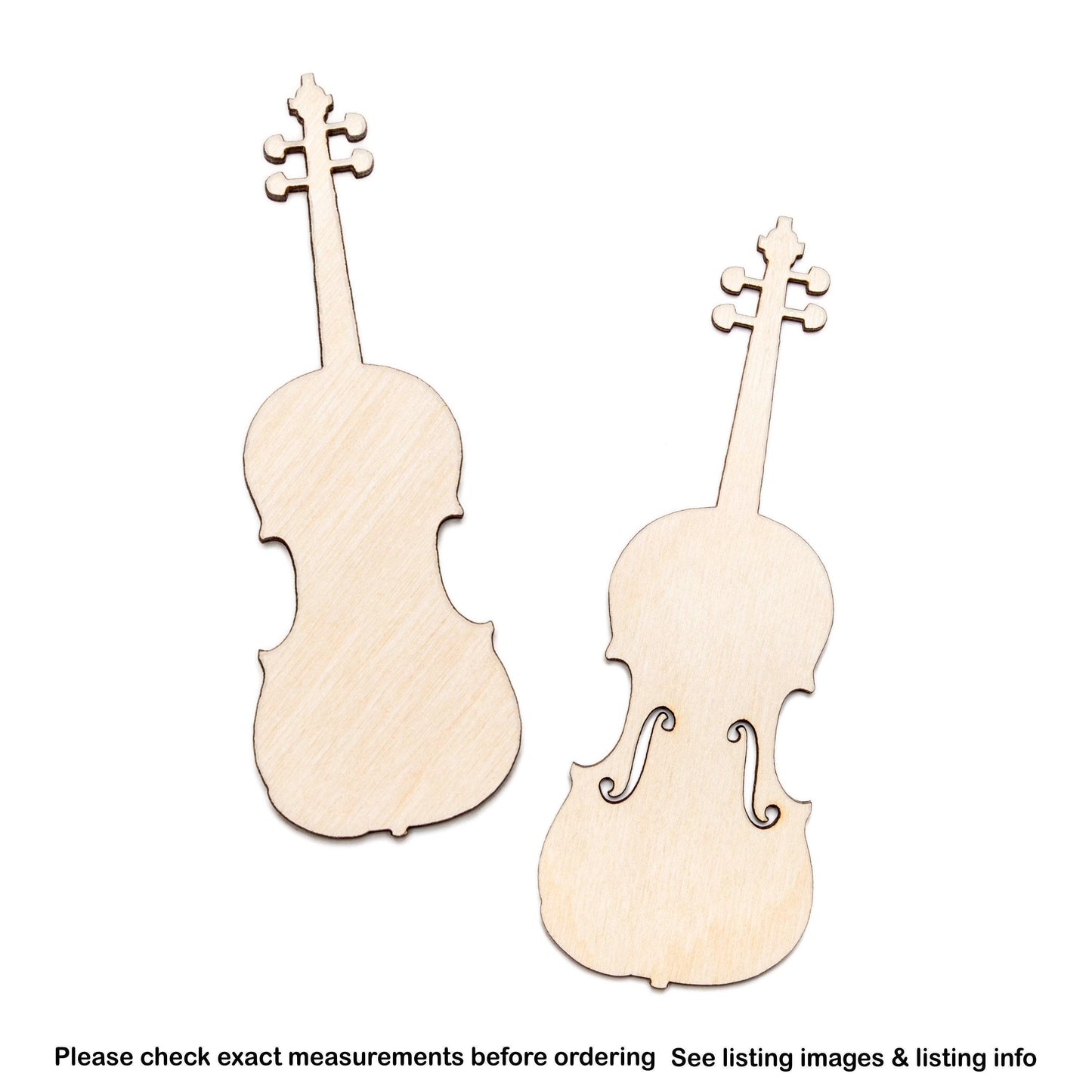 Violin Blank Wood Cutout - Laser Cut Unfinished Craft Shape - Multiple Sizes